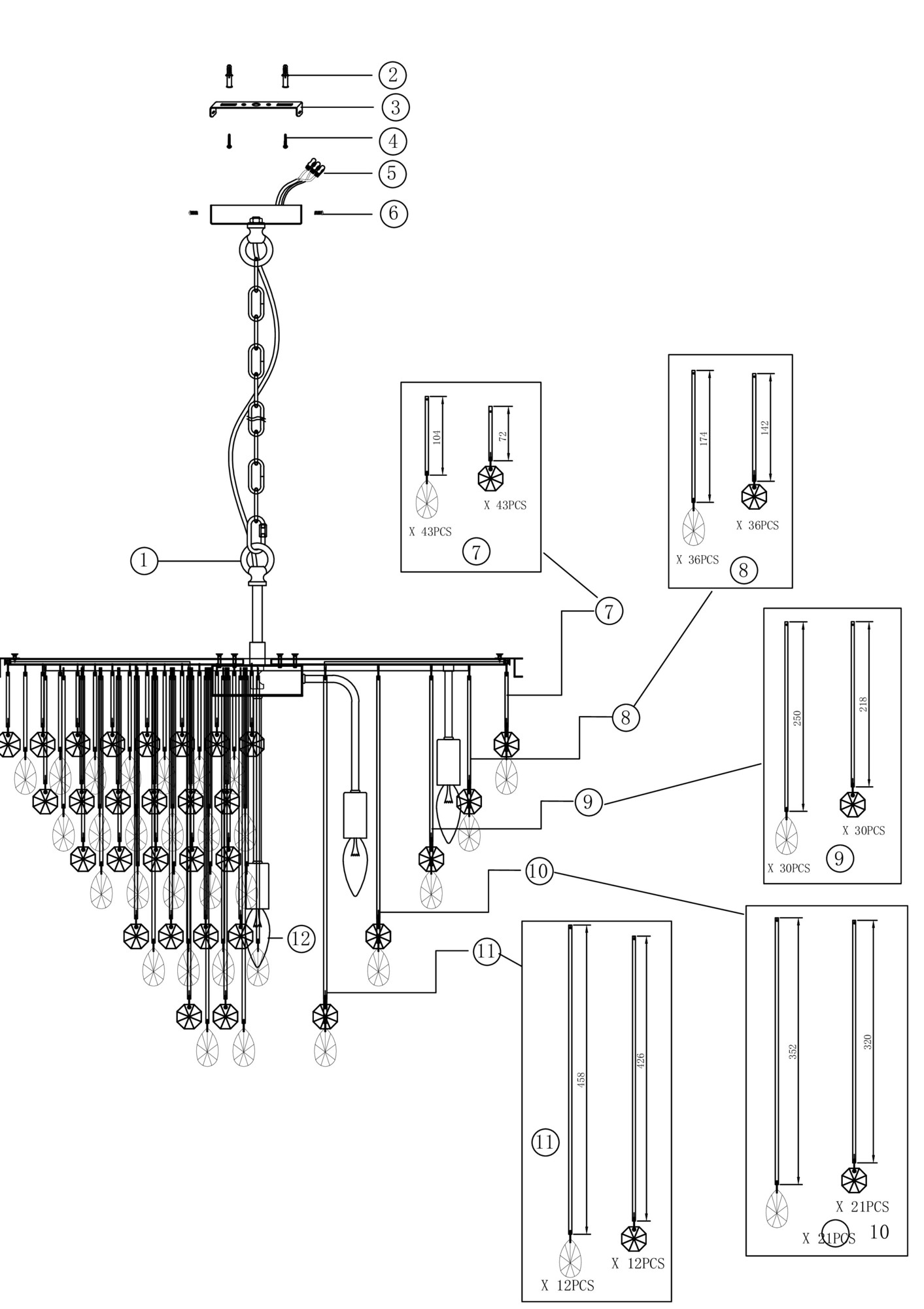 Картинка Подвесной светильник Maytoni MOD091PL-09CH