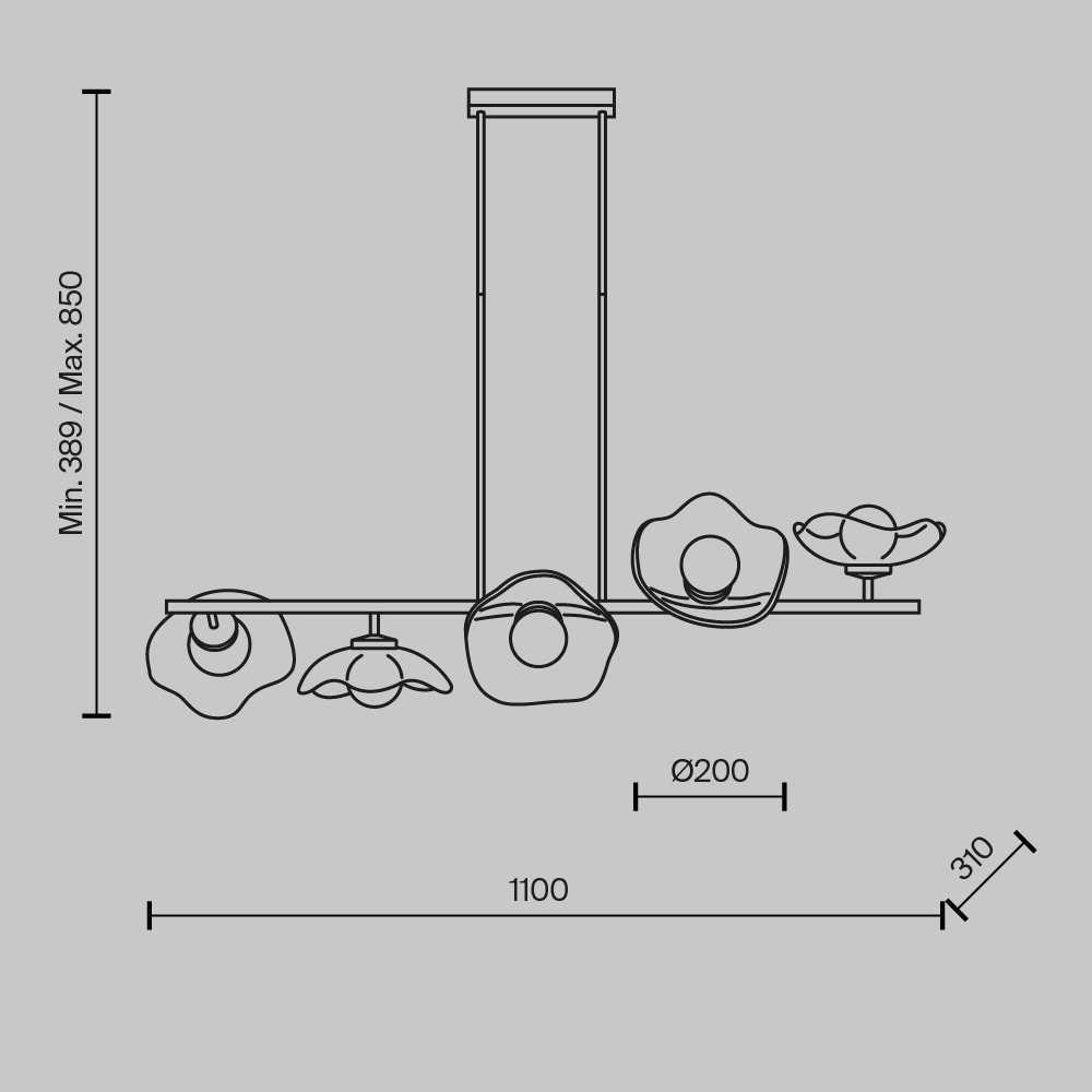 Картинка Подвесной светильник Maytoni MOD207PL-05BS