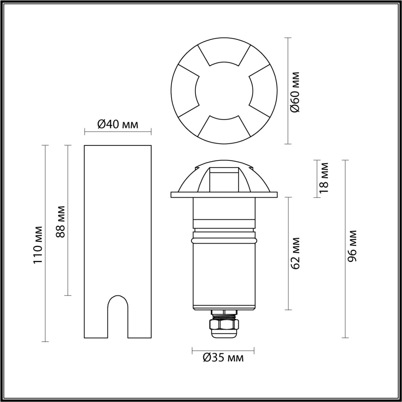 Картинка 6662/3GL NATURE Odeon Light Встраиваемый грунтовый светильник