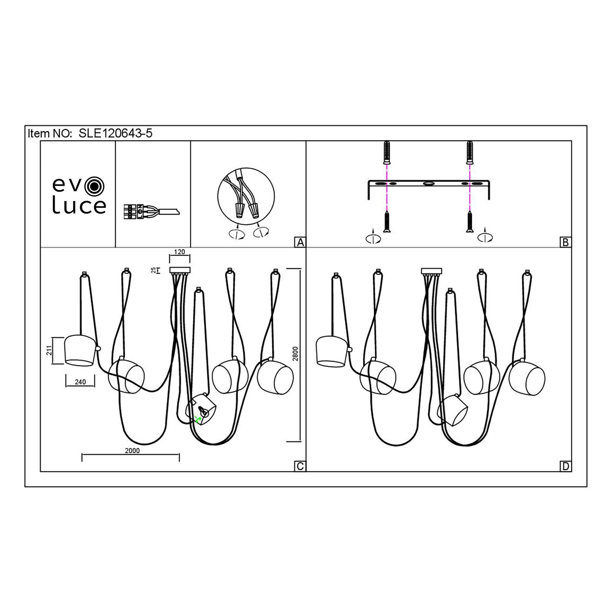 Картинка Подвесная люстра Evoluce Trieste SLE120653-05