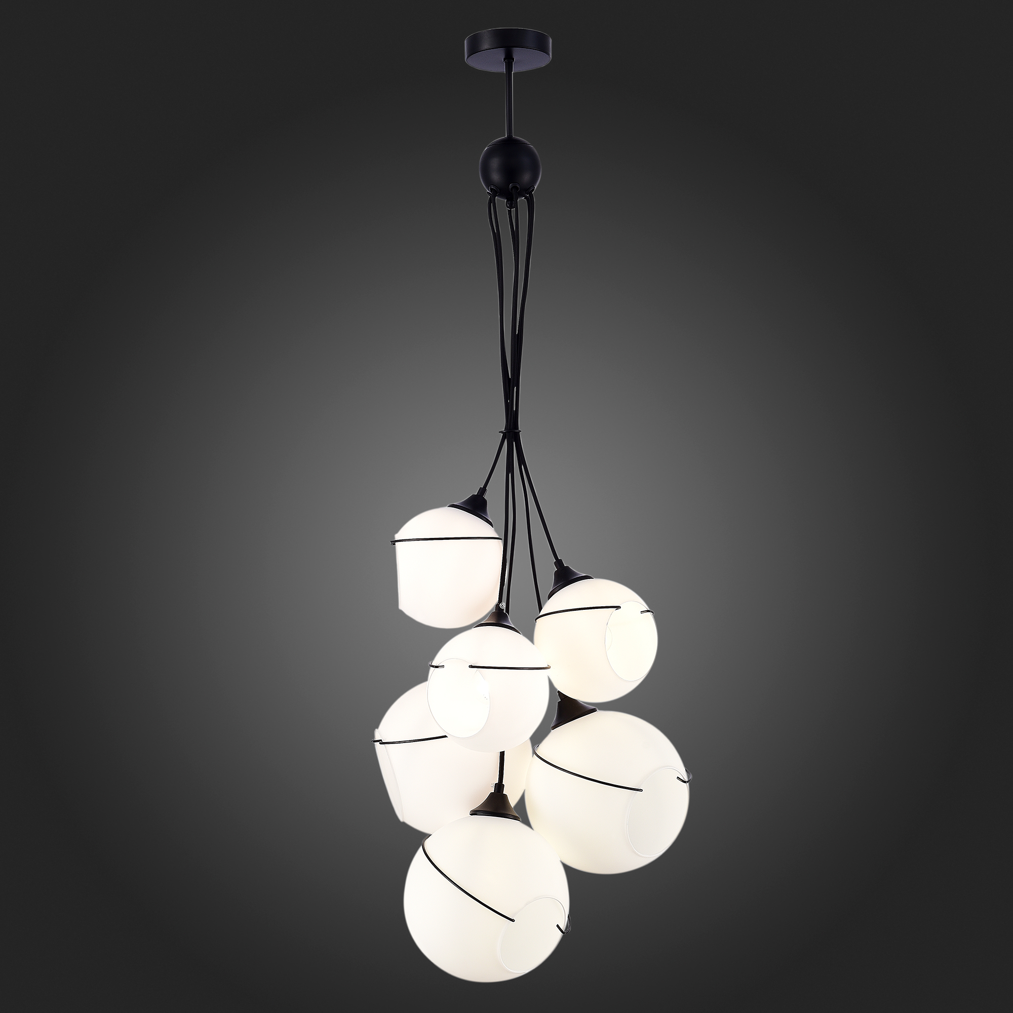 Картинка Светильник подвесной Черный/Белый E27 6*60W SATTURO