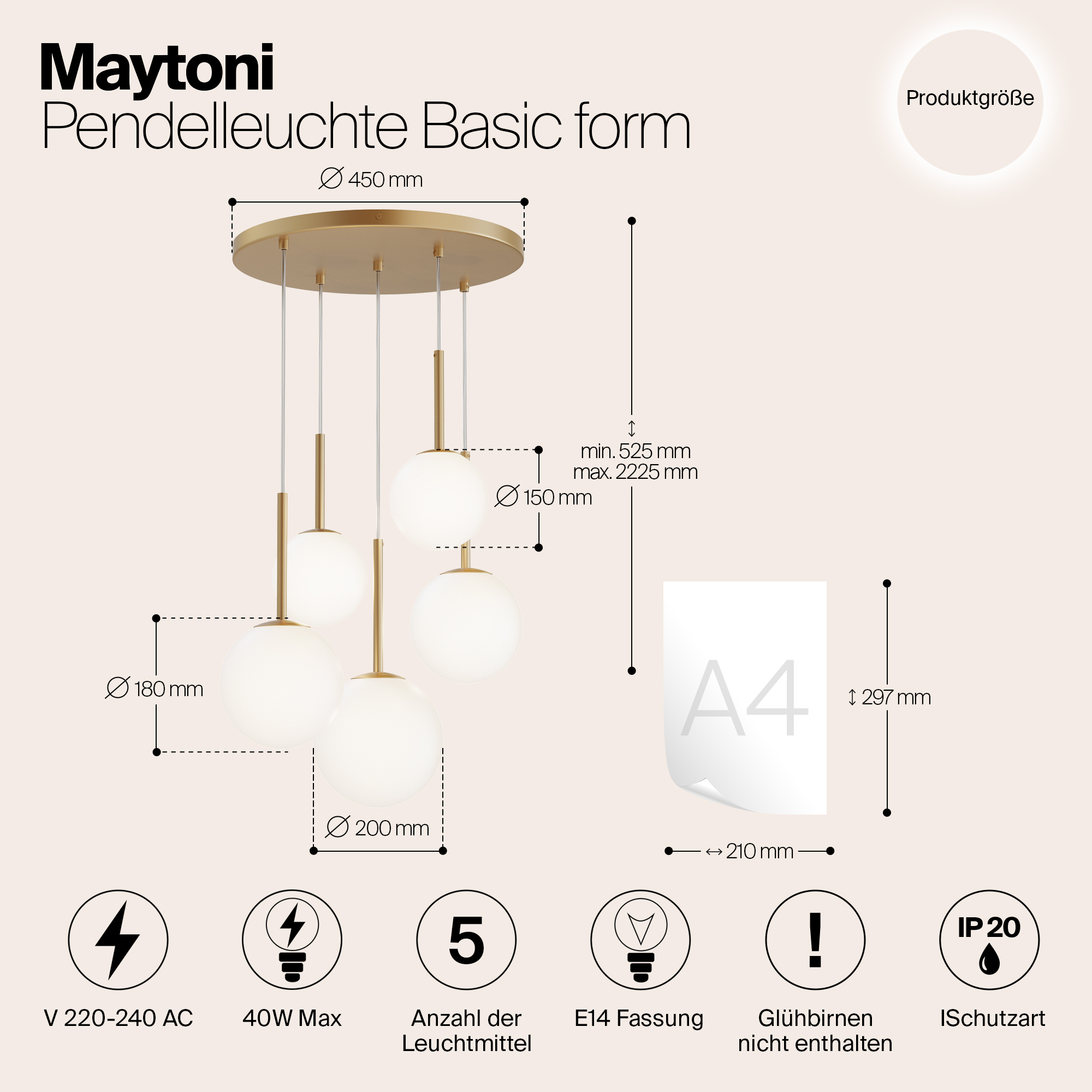 Картинка Люстра Maytoni MOD321PL-05G1