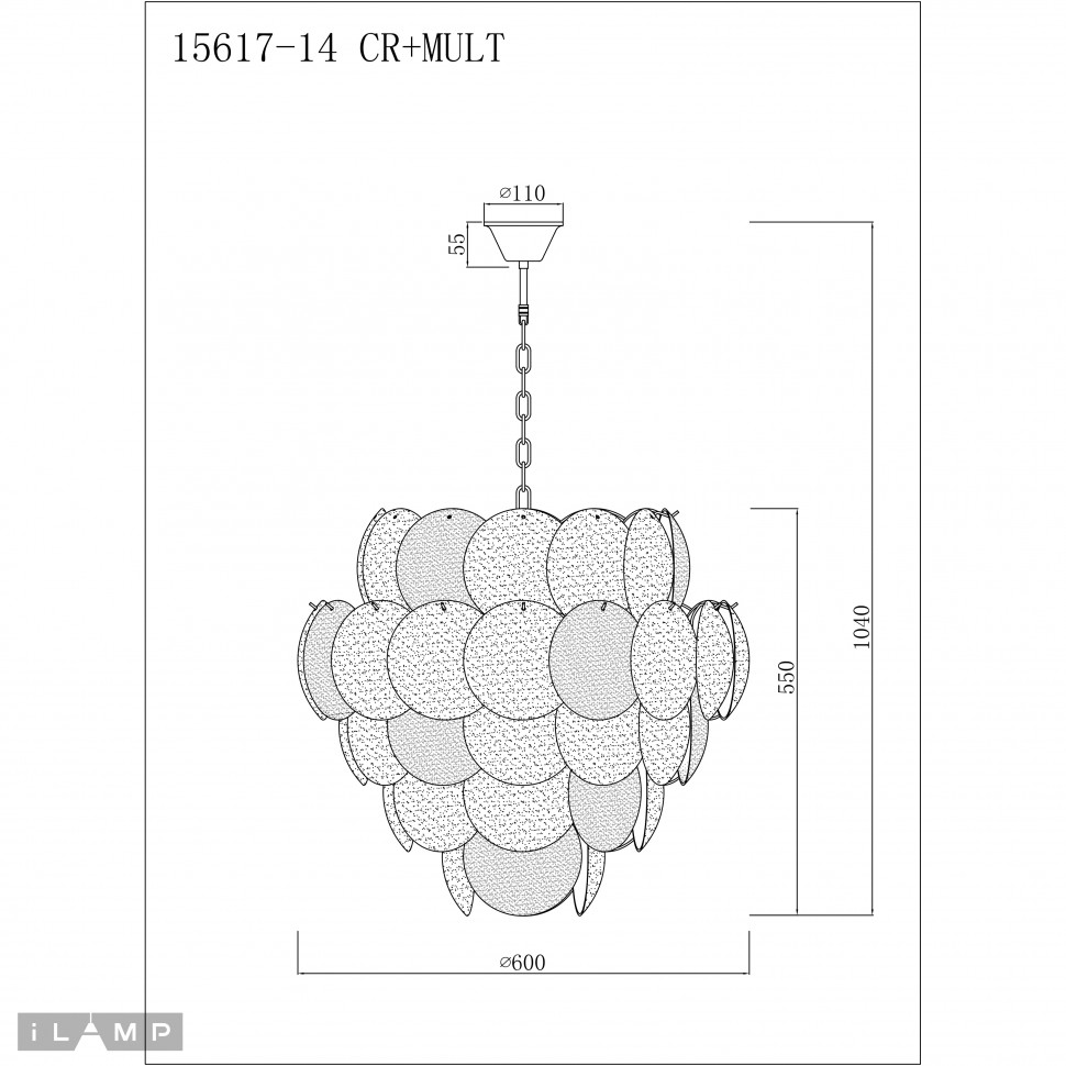 Картинка Светильник подвесной iLamp Rivoli 15617-14 CR+MULT