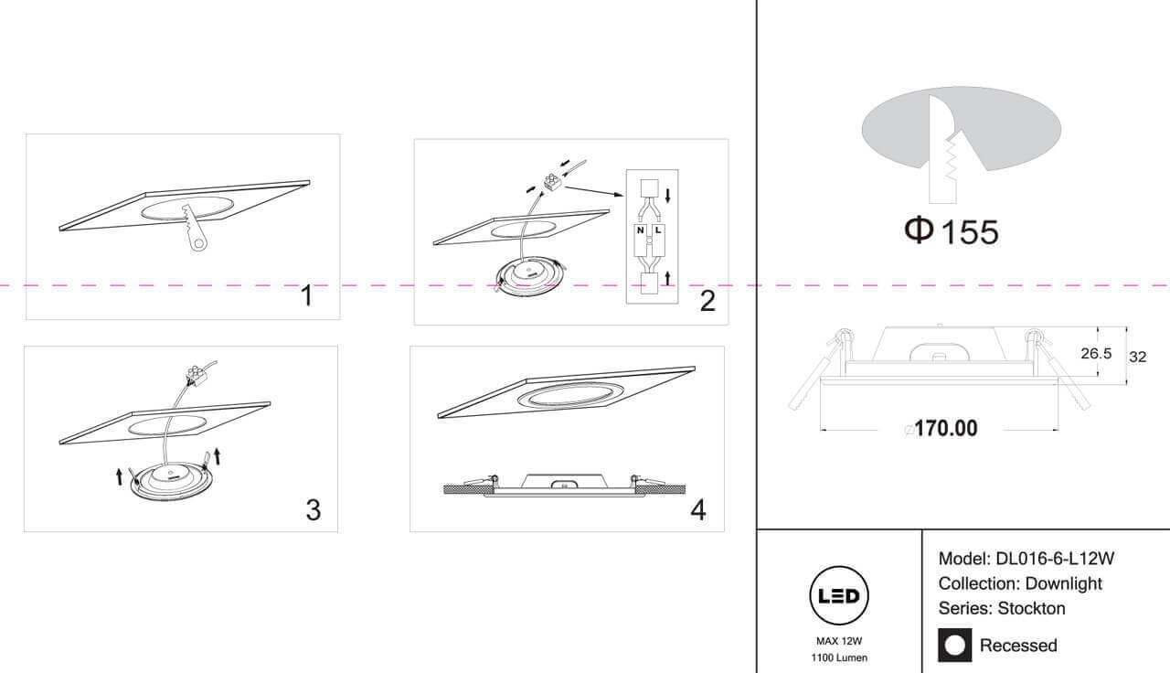 Картинка Встраиваемый светодиодный светильник Maytoni Stockton DL016-6-L12W