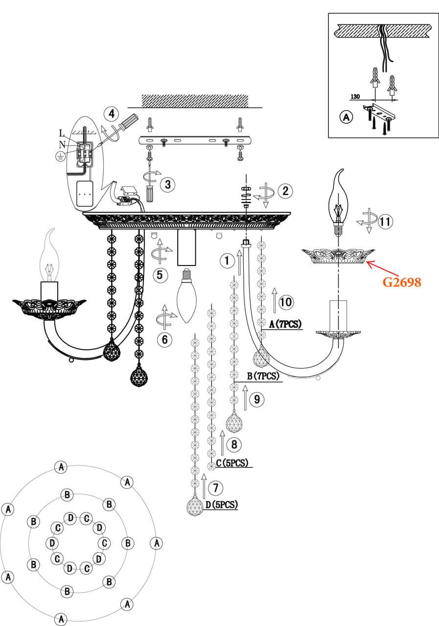 Картинка Потолочная люстра Odeon Light Barra 2698/8C
