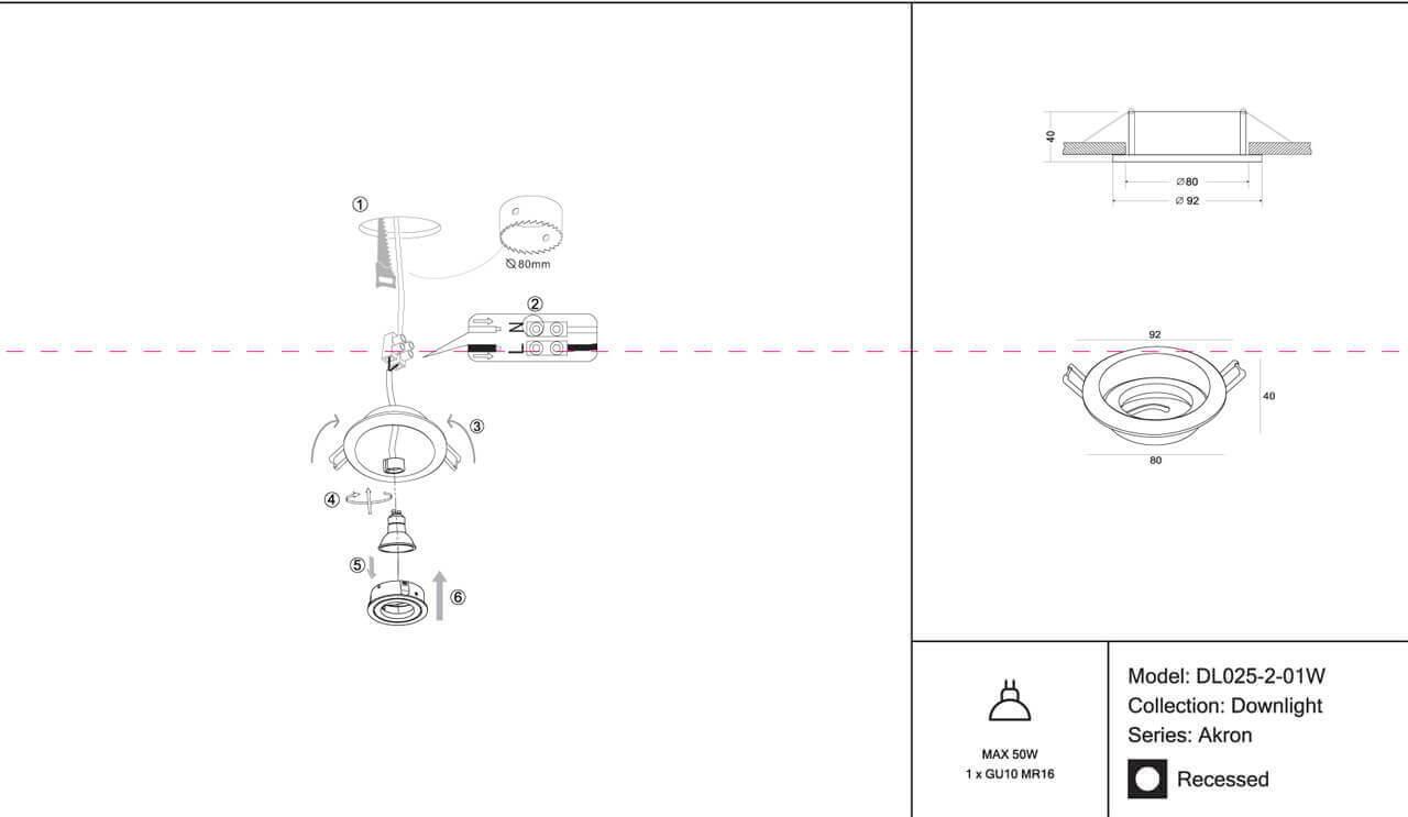 Картинка Встраиваемый светильник Maytoni Akron DL025-2-01W