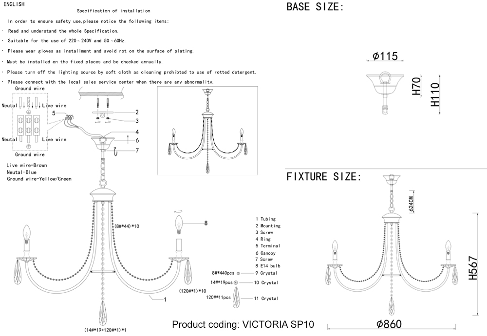 Картинка Люстра Crystal Lux VICTORIA 3340/310