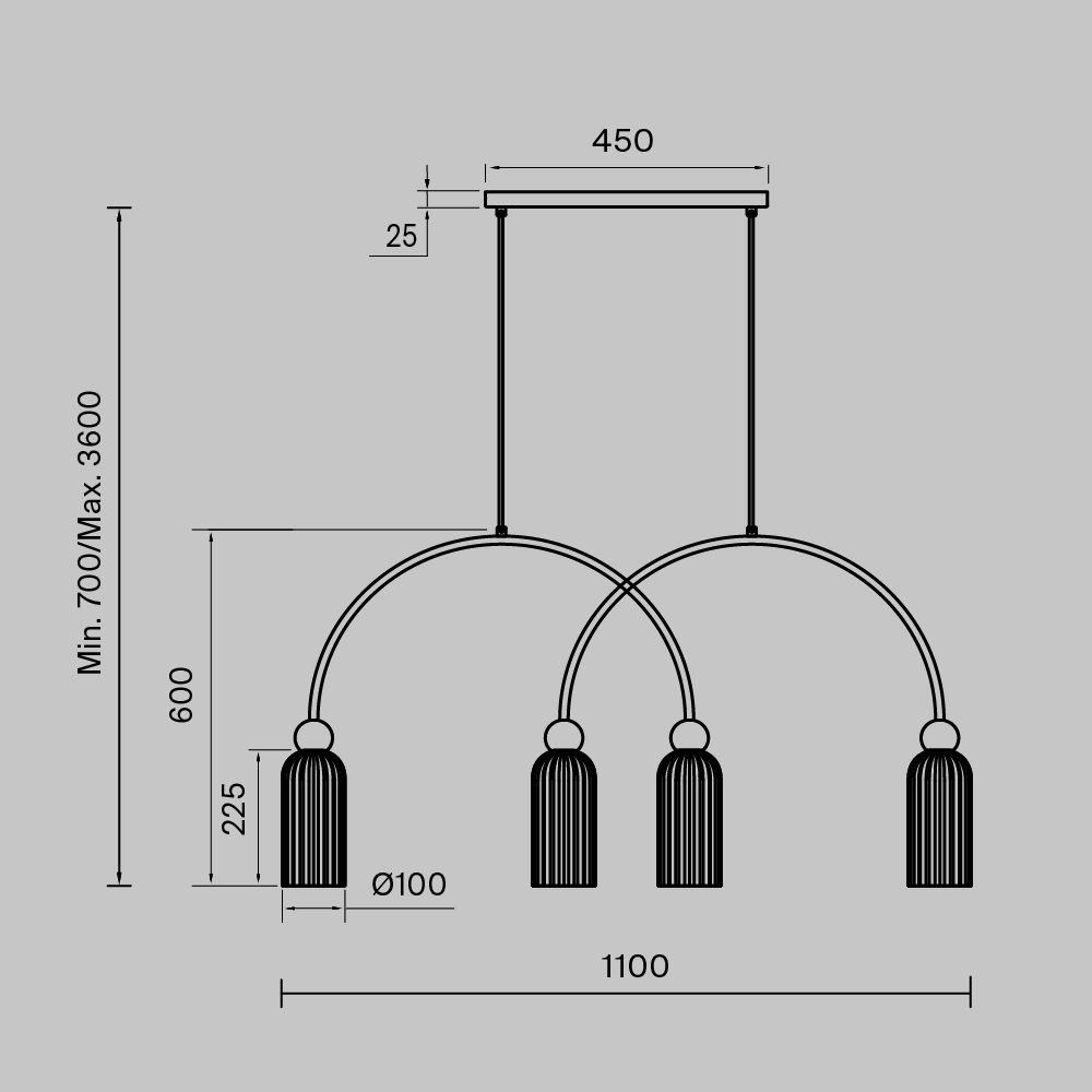 Картинка Подвесной светильник Maytoni MOD302PL-04GR