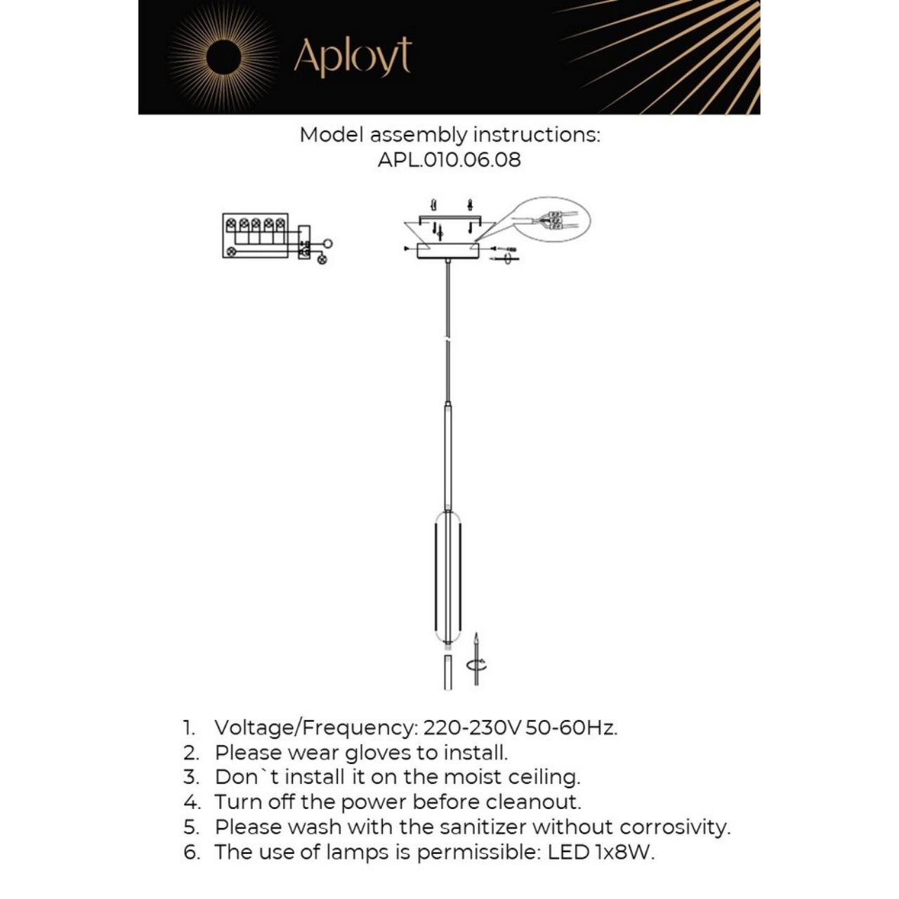 Картинка Подвесной светодиодный светильник Aployt Carla APL.010.06.08