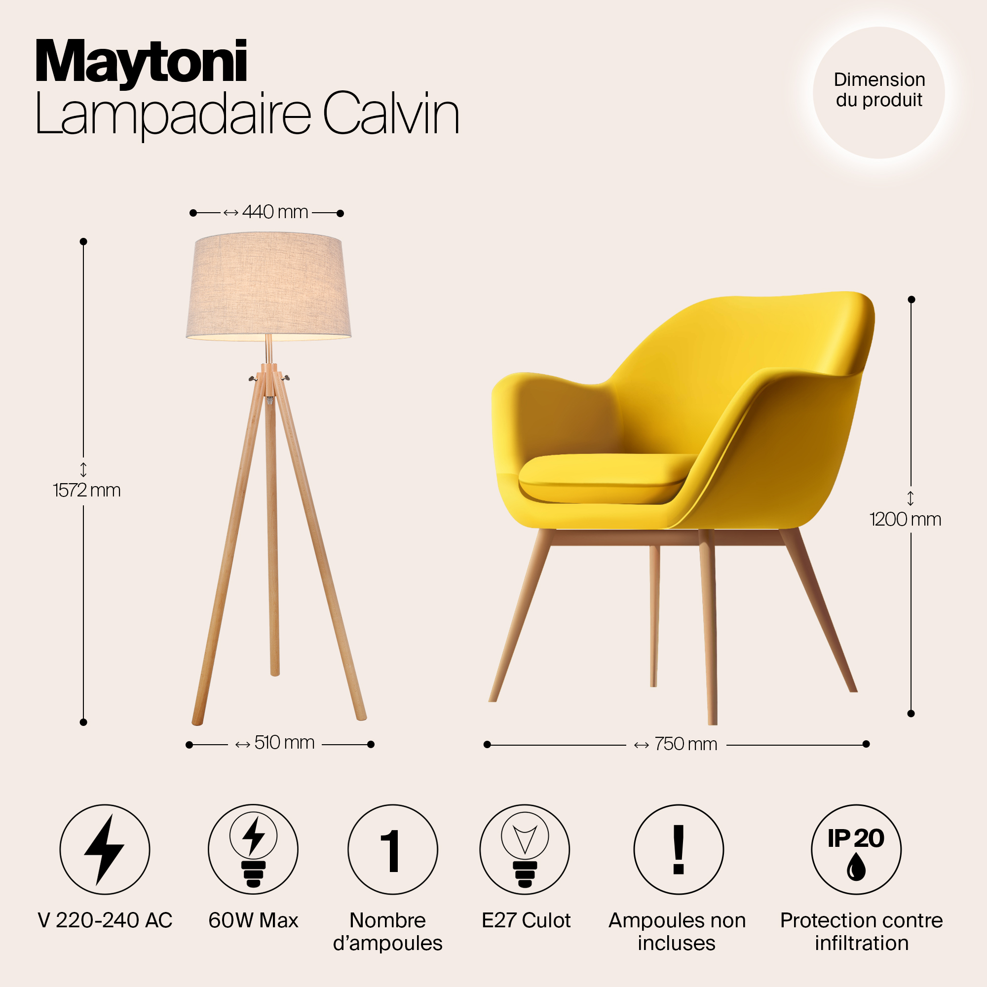 Картинка Торшер Maytoni Calvin Z177-FL-01-BR