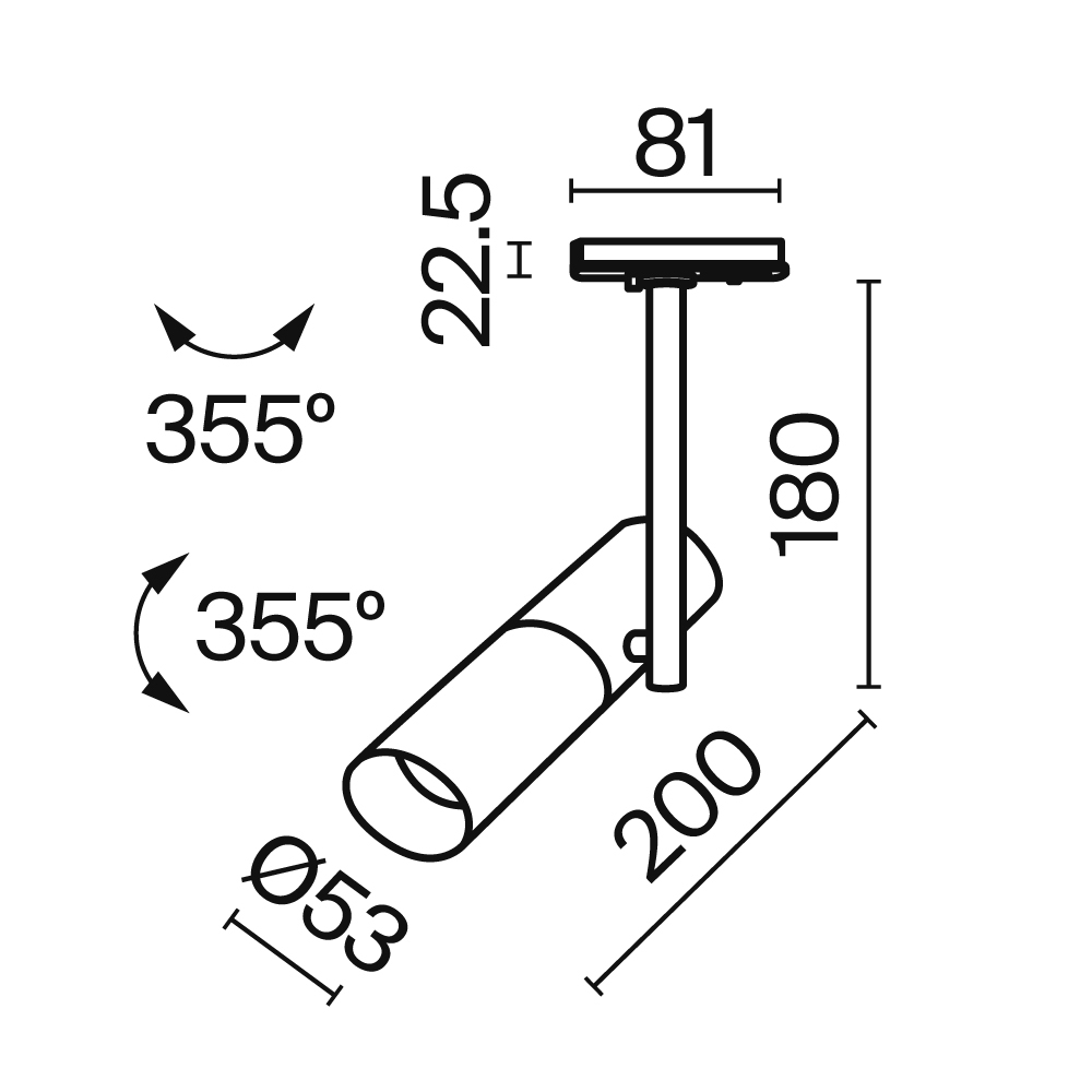 Картинка Трековый светильник Technical TR005-1-GU10-BG