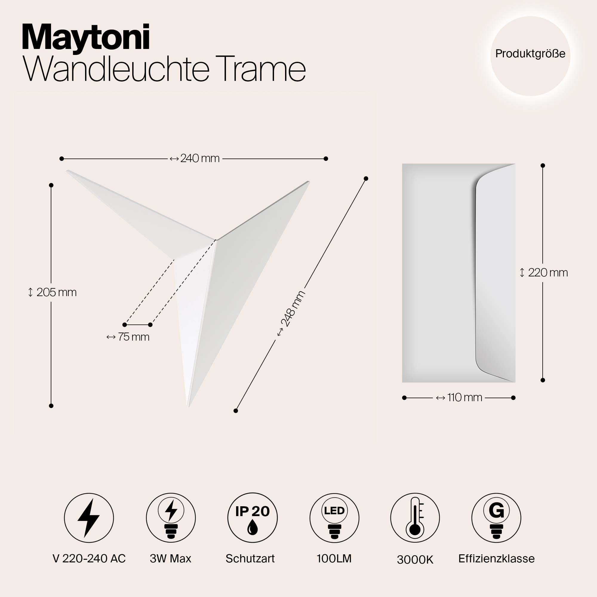 Картинка Настенный светодиодный светильник Maytoni Trame C808WL-L3W