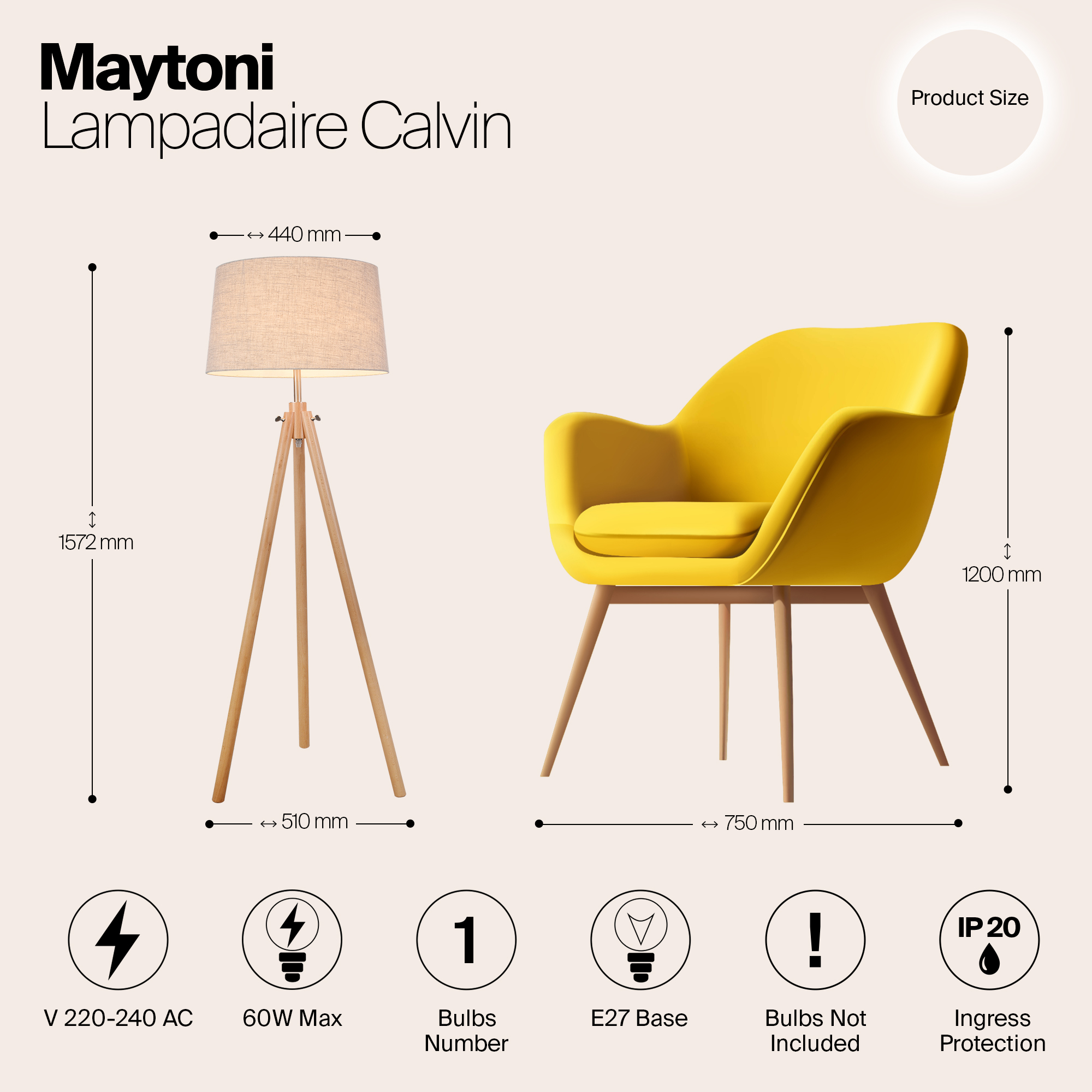 Картинка Торшер Maytoni Calvin Z177-FL-01-BR