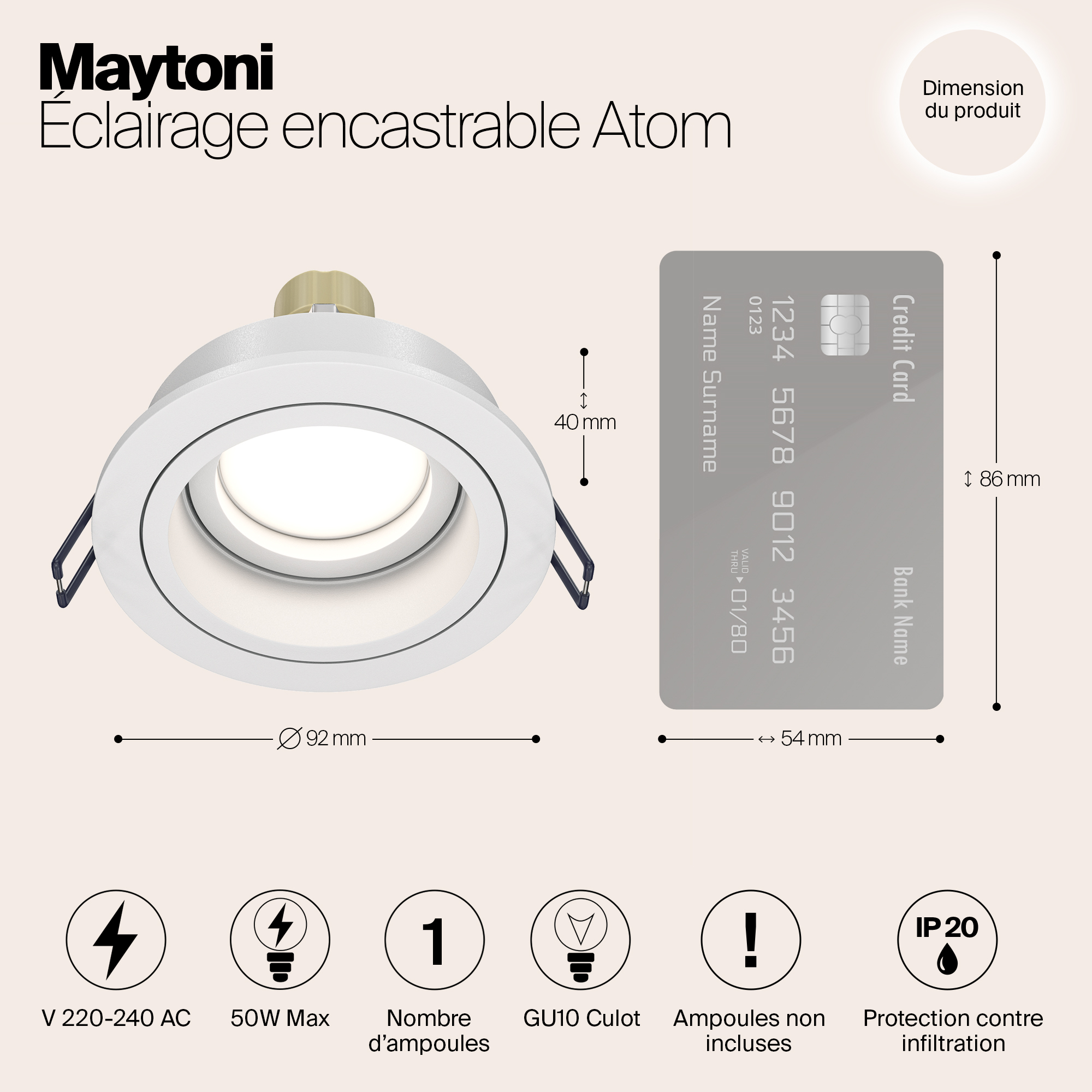 Картинка Встраиваемый светильник Maytoni Akron DL025-2-01W