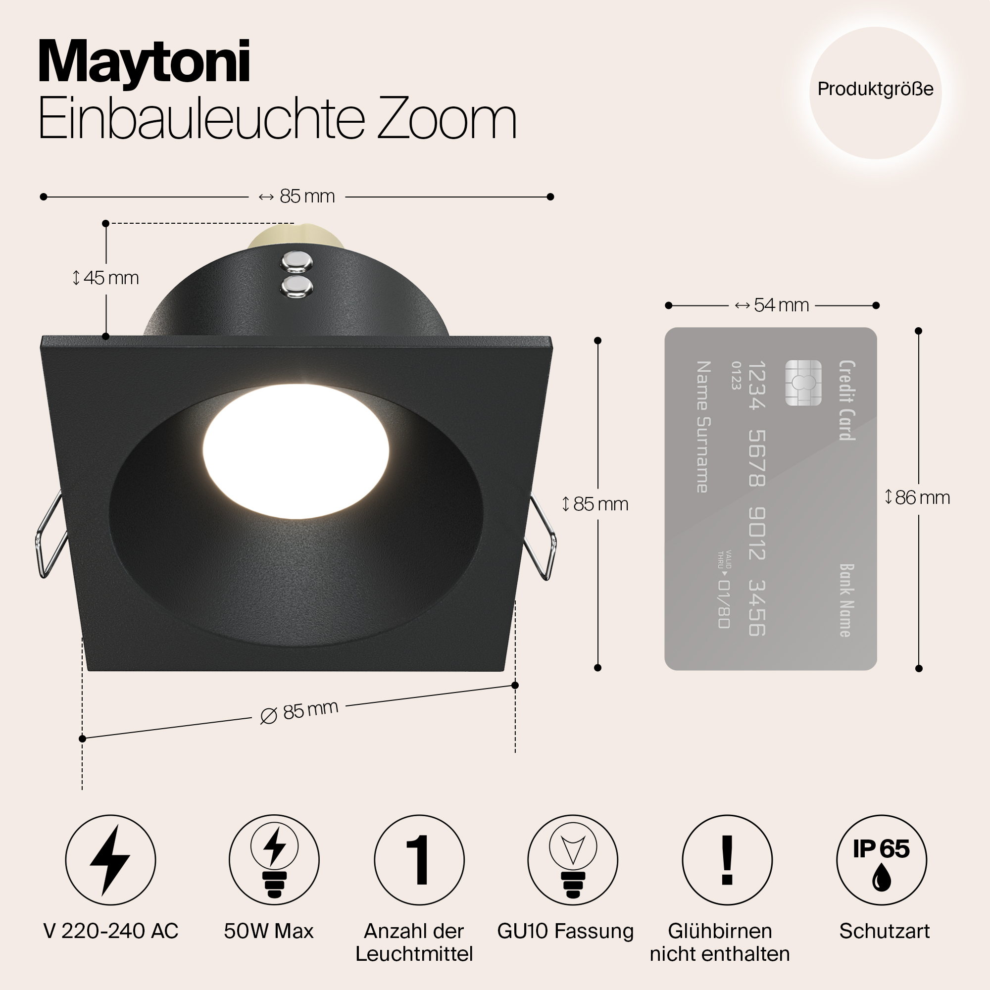 Картинка Встраиваемый светильник Maytoni Zoom DL033-2-01B