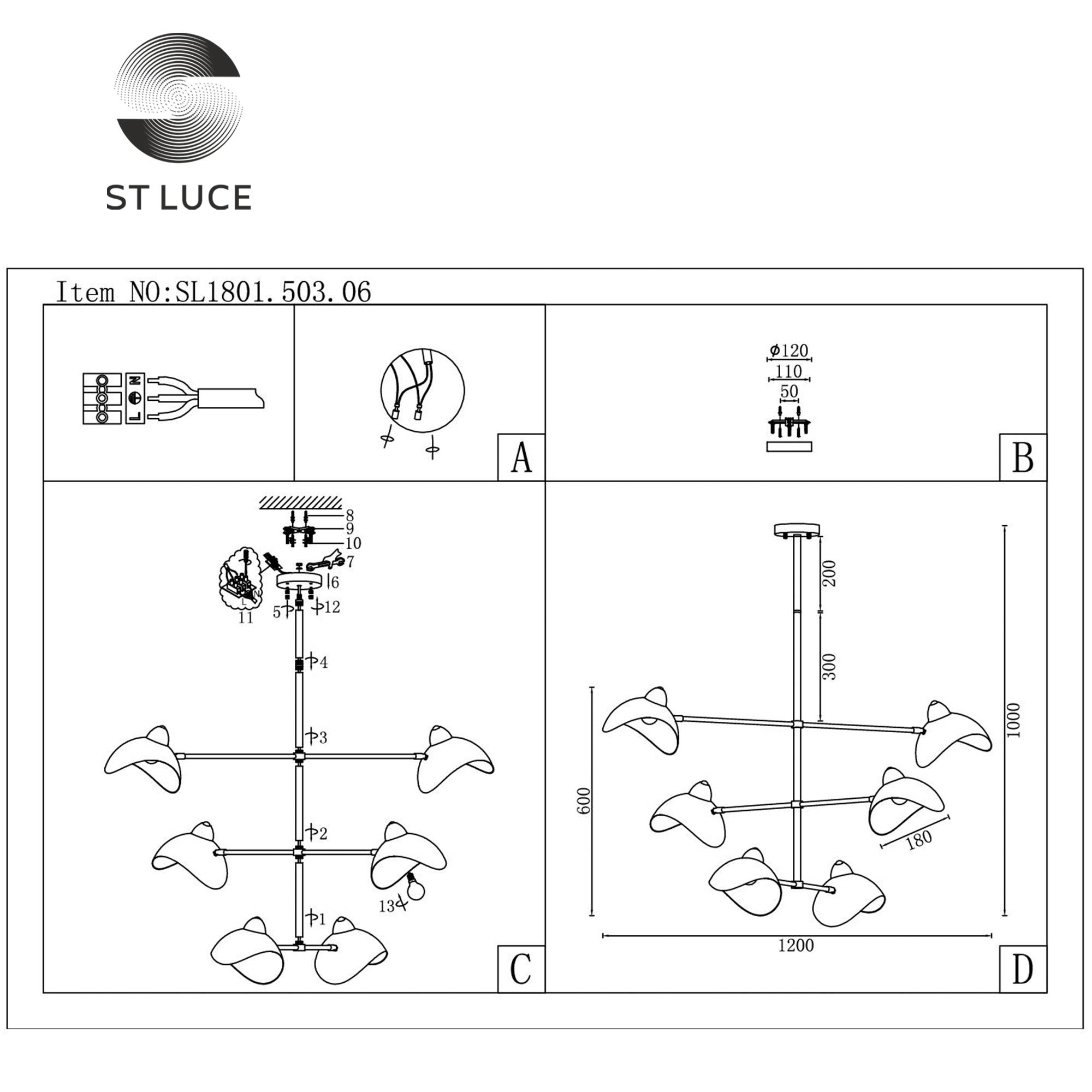 Картинка Подвесная люстра ST Luce Minne SL1801.503.06