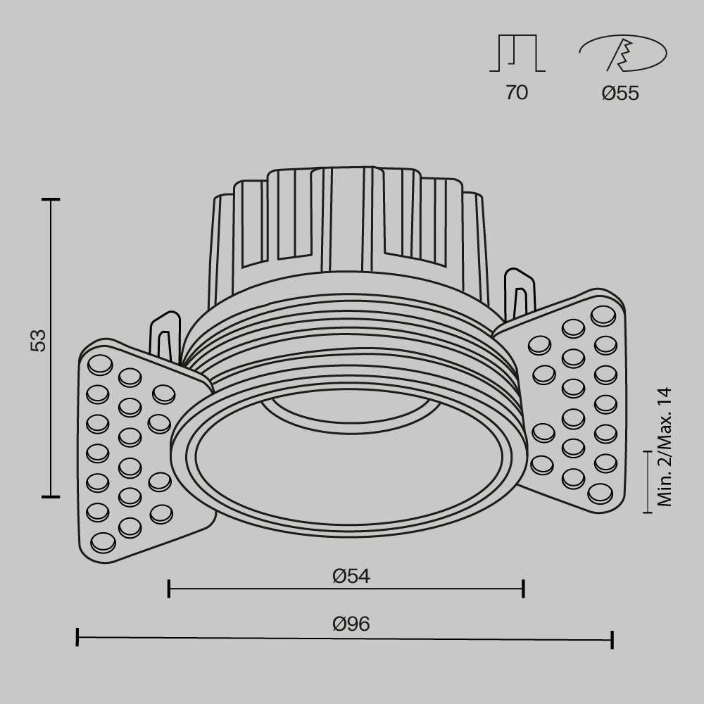 Картинка Встраиваемый светильник Technical DL058-7W2.7K-TRS-W