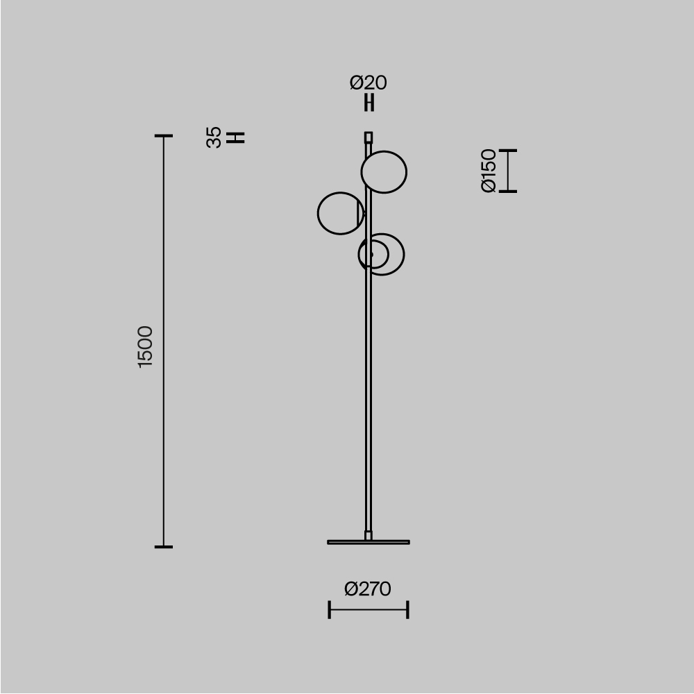 Картинка Торшер Maytoni MOD048FL-03G