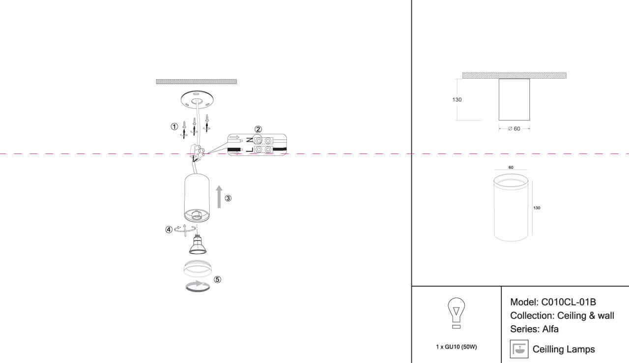 Картинка Потолочный светильник Maytoni Alfa C010CL-01B