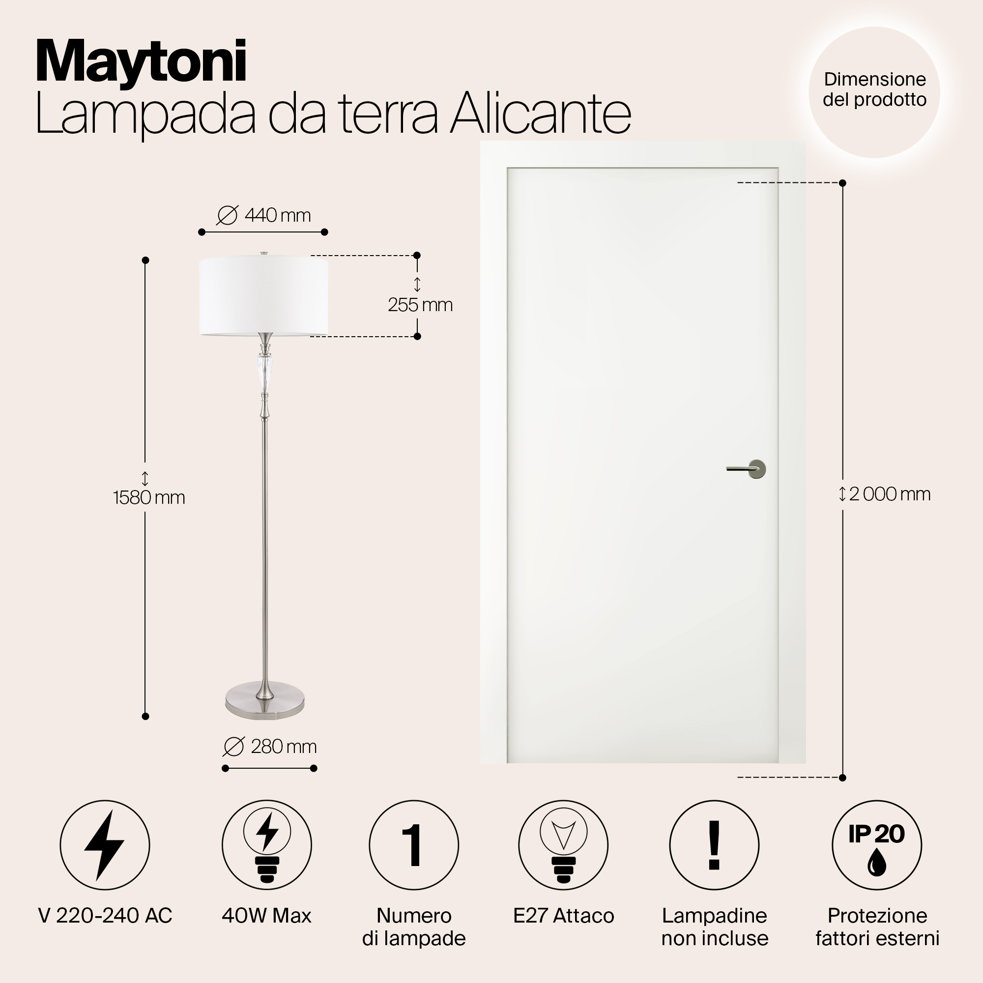 Картинка Торшер Maytoni Alicante MOD014FL-01N