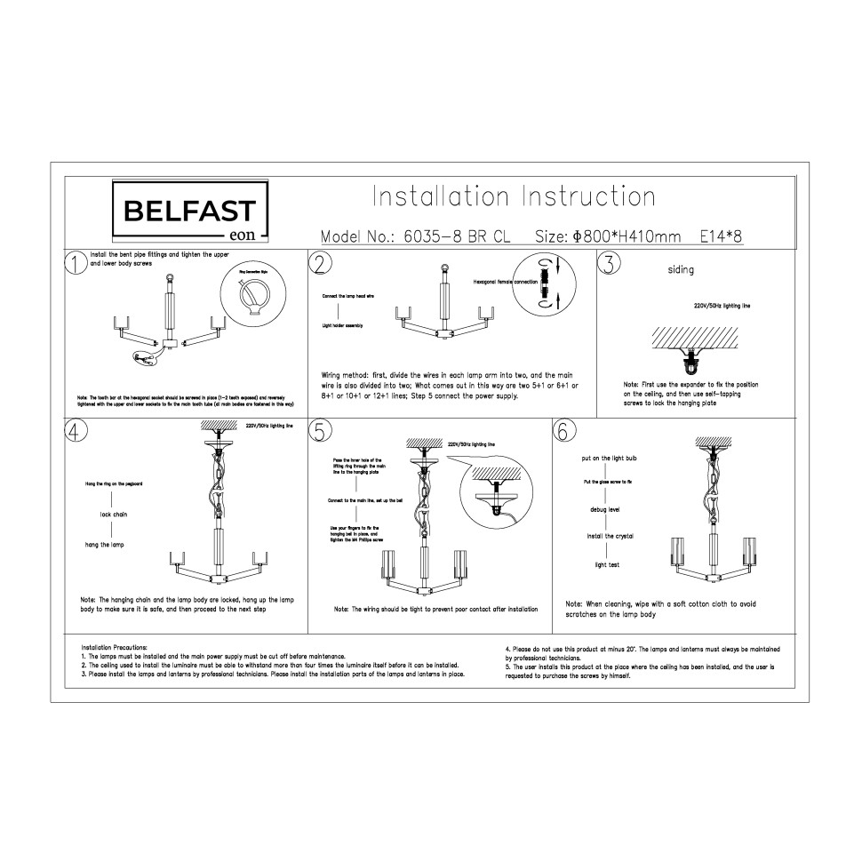 Картинка Люстра подвесная Belfast Malone 6035-8 BR CL