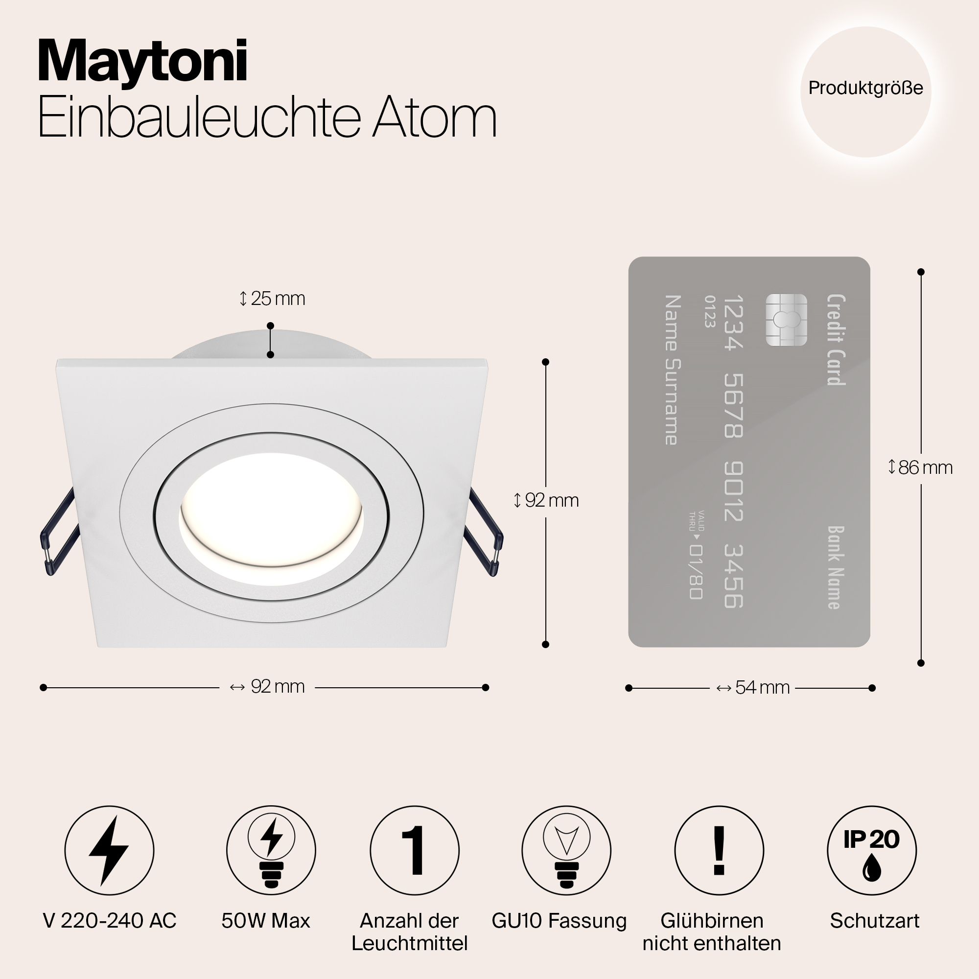 Картинка Встраиваемый светильник Maytoni Atom DL024-2-01W
