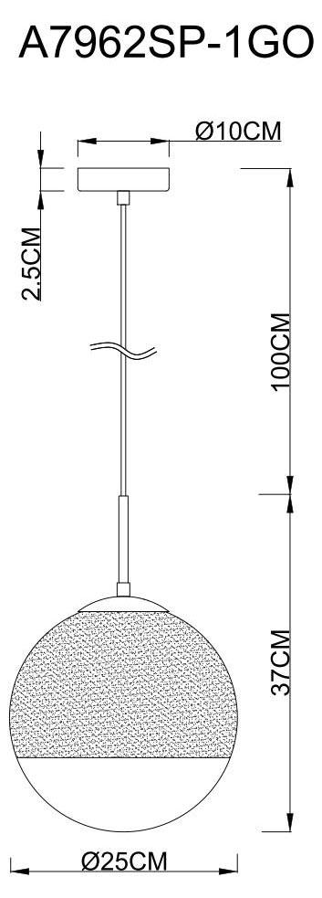 Картинка Подвесной светильник Arte Lamp Jupiter Gold A7962SP-1GO