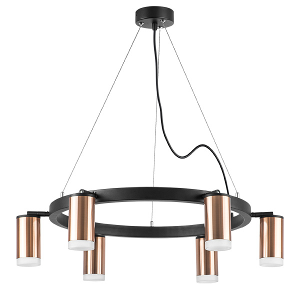 люстры lr0163060 подвесной светильник rullo 6х50w gu10 черный/медь (571016+214430-6+202430-6), доставка по Казахстану 