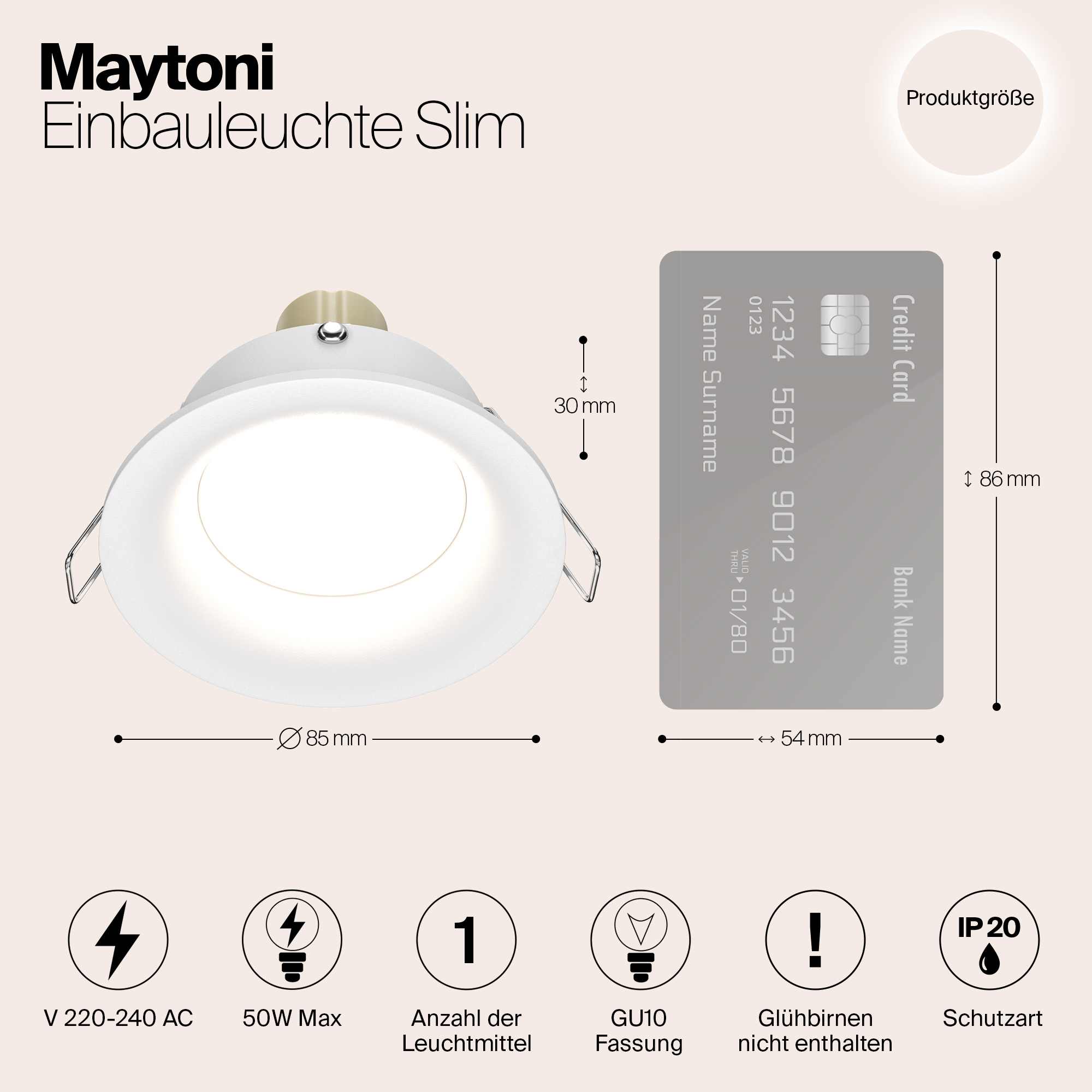 Картинка Встраиваемый светильник Maytoni Slim DL027-2-01W