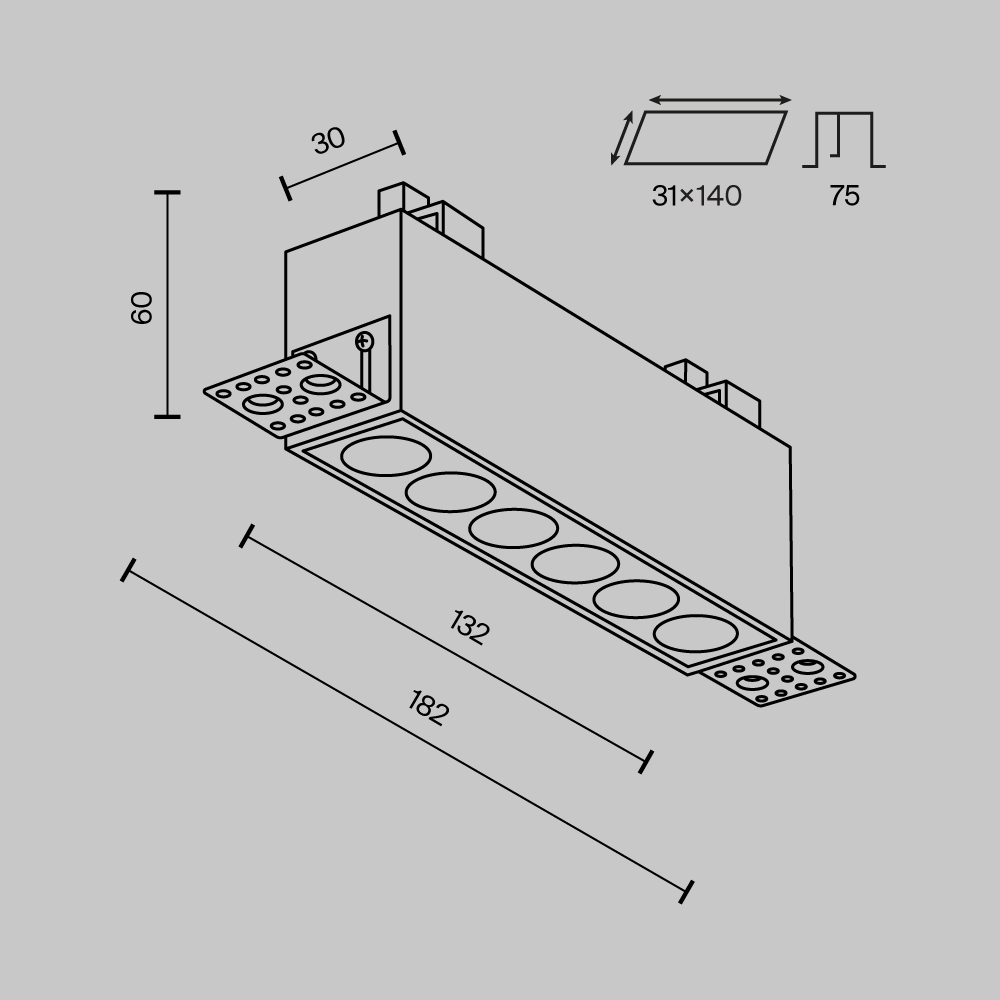 Картинка Встраиваемый светильник Technical DL065-12W3-6K-TRS-W