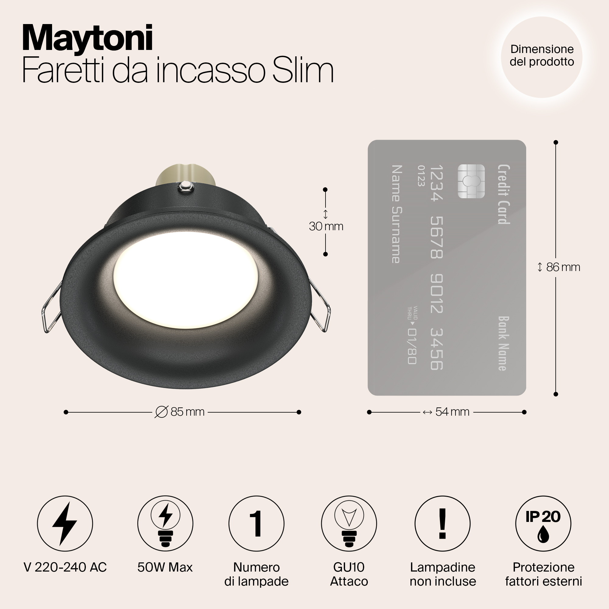 Картинка Встраиваемый светильник Maytoni Slim DL027-2-01B