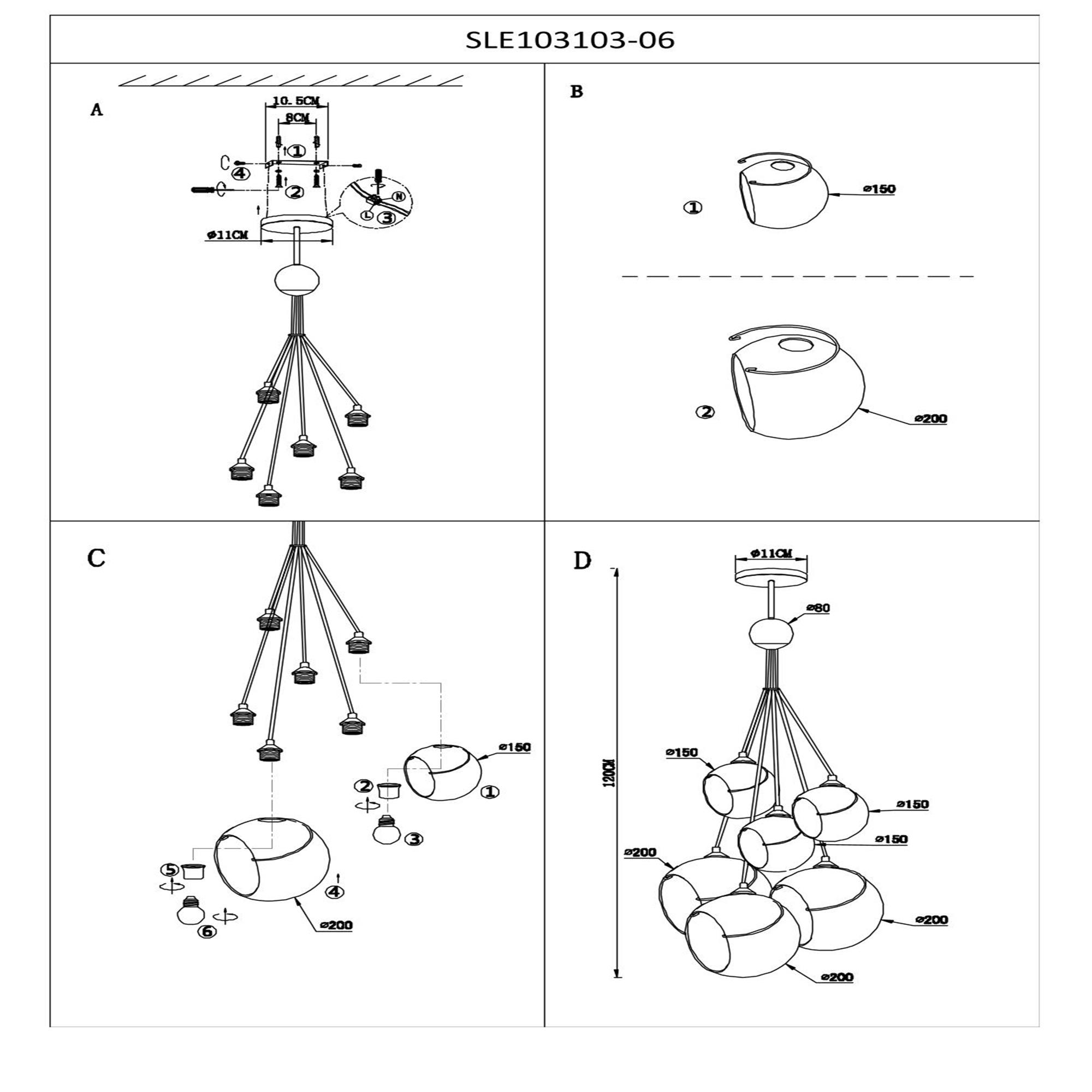 Картинка Подвесная люстра Evoluce Satturo SLE103103-06