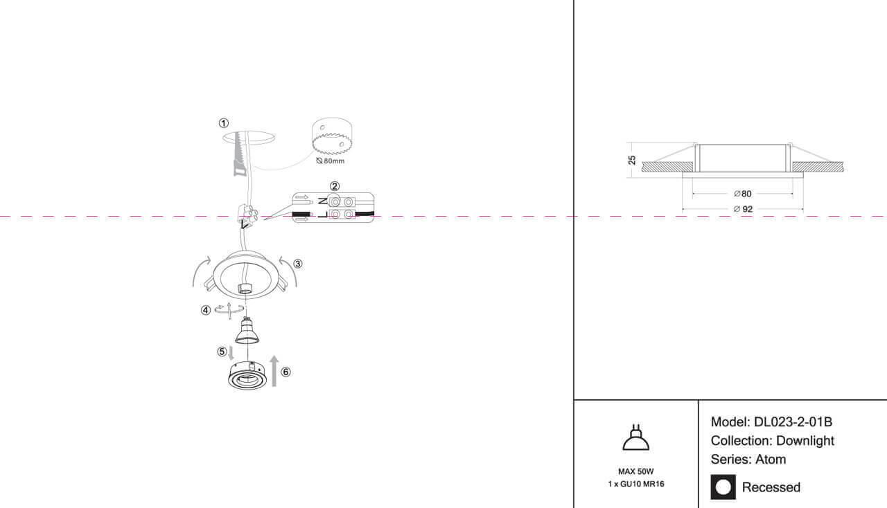 Картинка Встраиваемый светильник Maytoni Atom DL023-2-01B