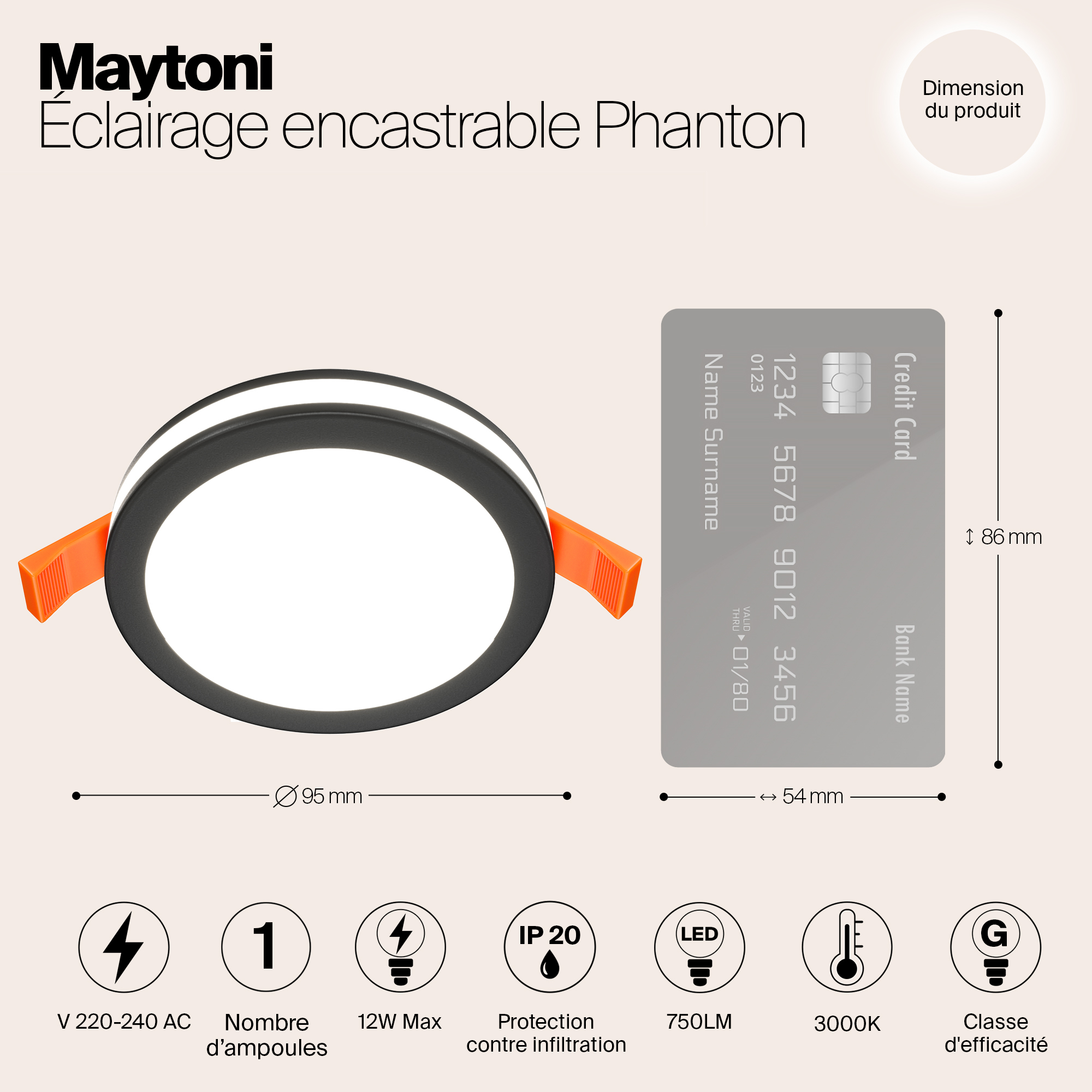 Картинка Встраиваемый светодиодный светильник Maytoni Phanton DL303-L12B