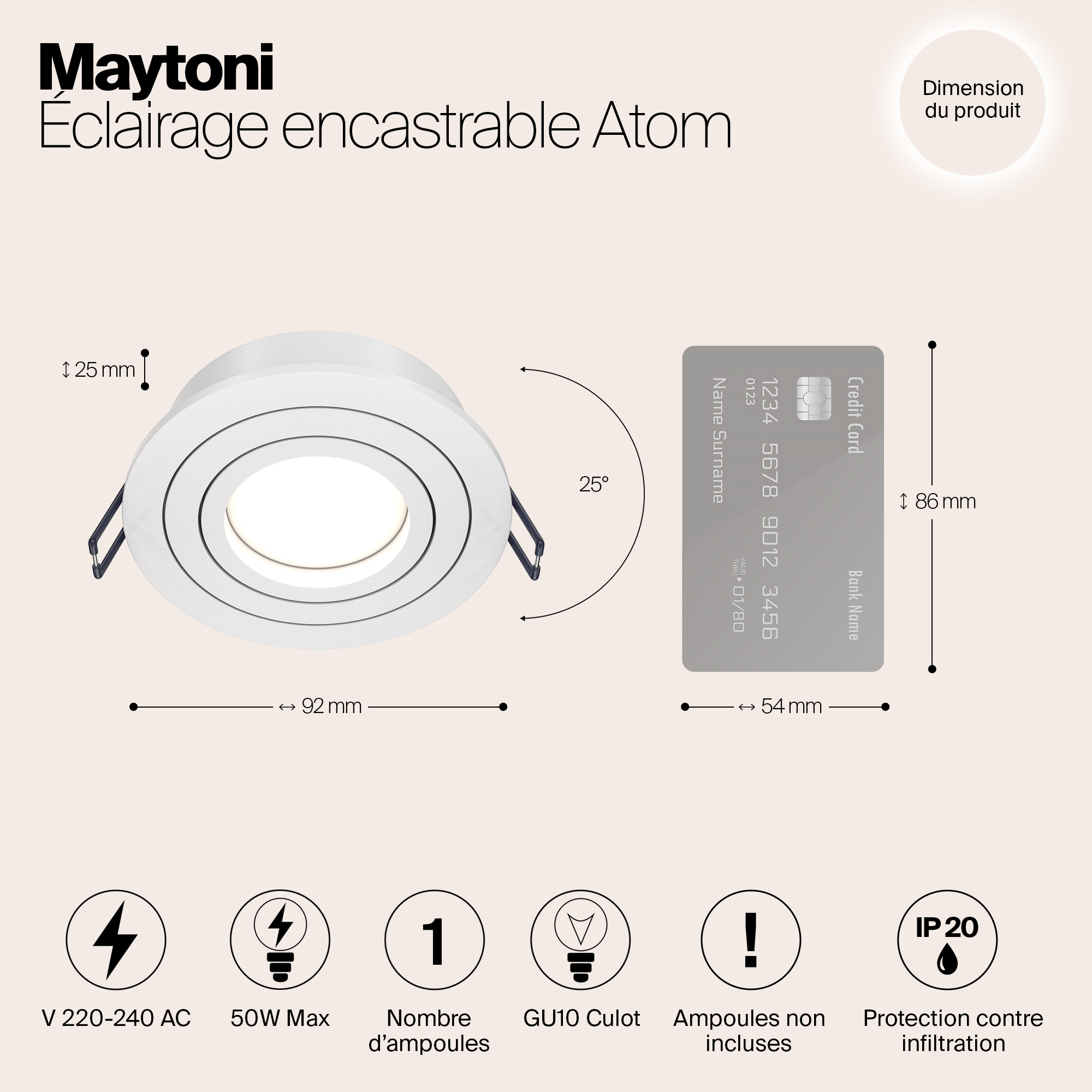 Картинка Встраиваемый светильник Maytoni Atom DL023-2-01W