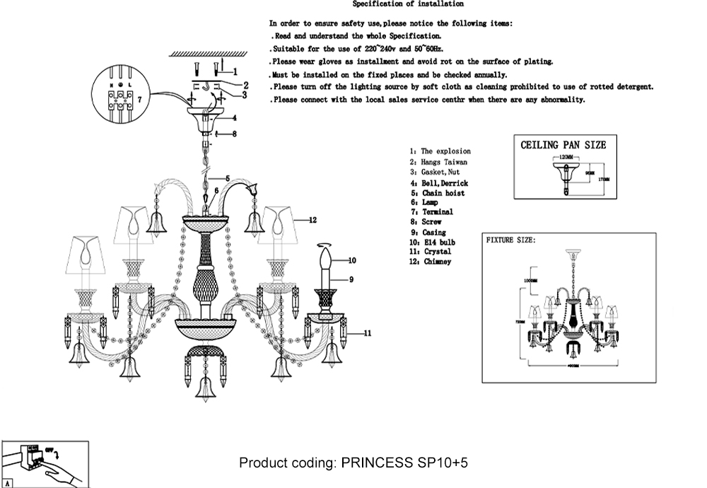 Картинка Люстра Crystal Lux PRINCESS 2760/315