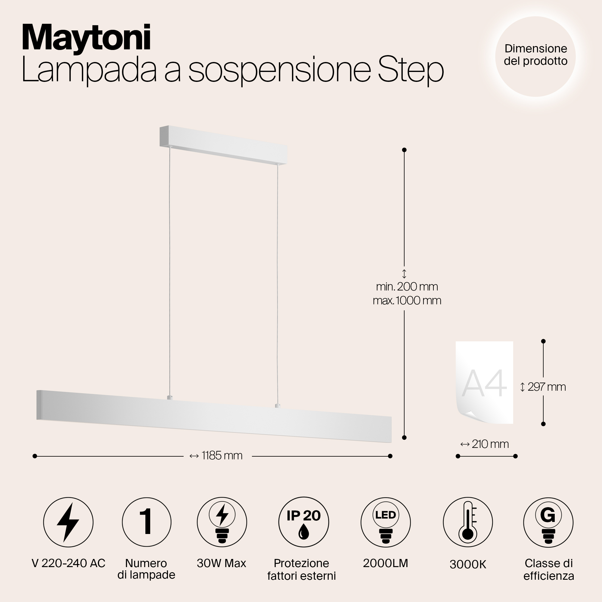 Картинка Подвесной светодиодный светильник Maytoni Step P010PL-L30W