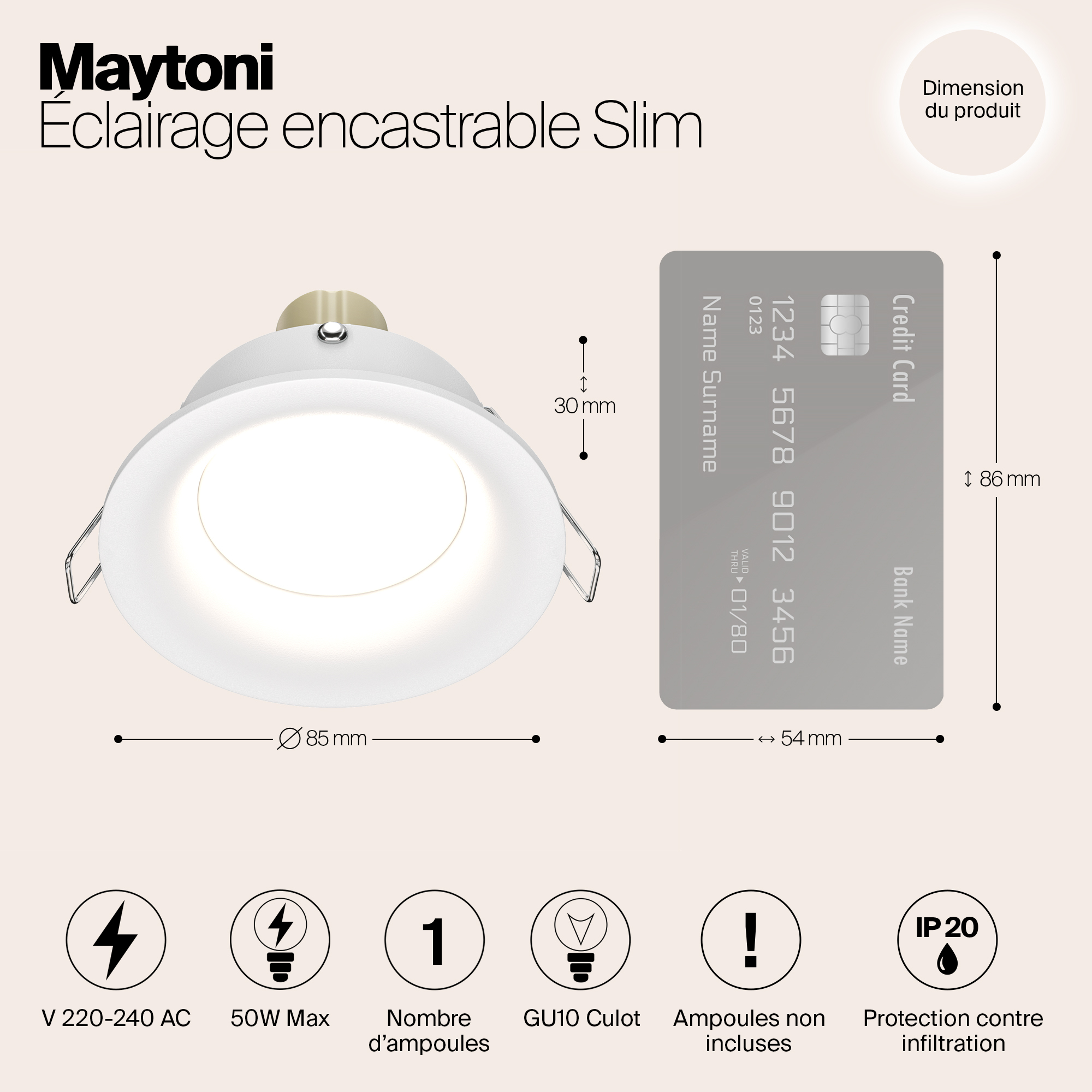 Картинка Встраиваемый светильник Maytoni Slim DL027-2-01W