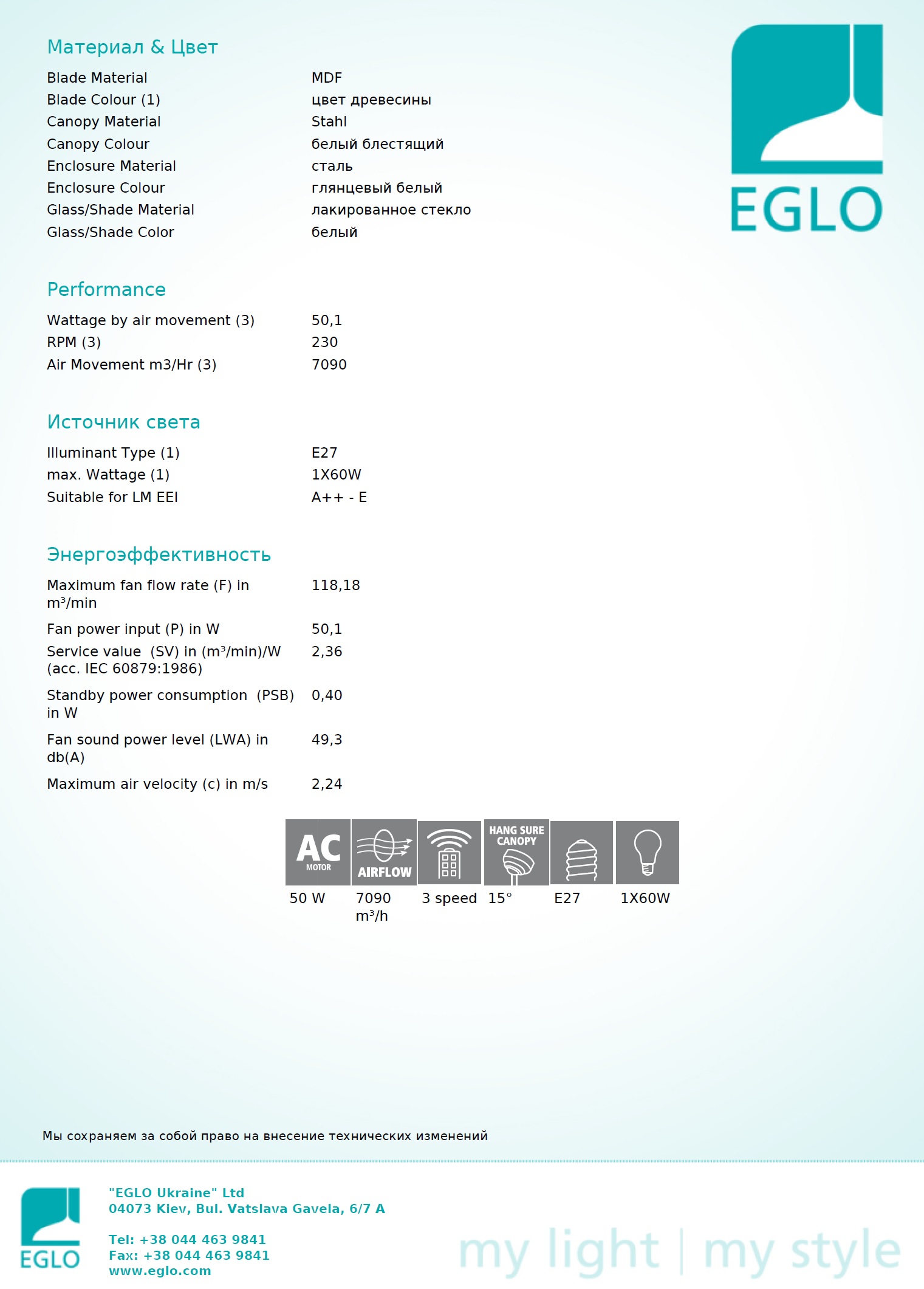 Картинка 35043 Люстра - вентилятор EGLO LOSCIALE
