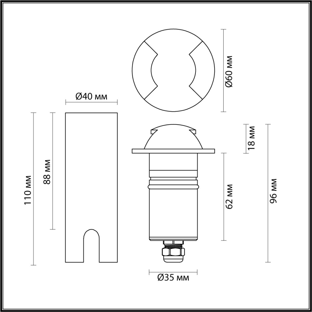 Картинка 6662/2GL Odeon Light NATURE Встраиваемый грунтовый светильник 