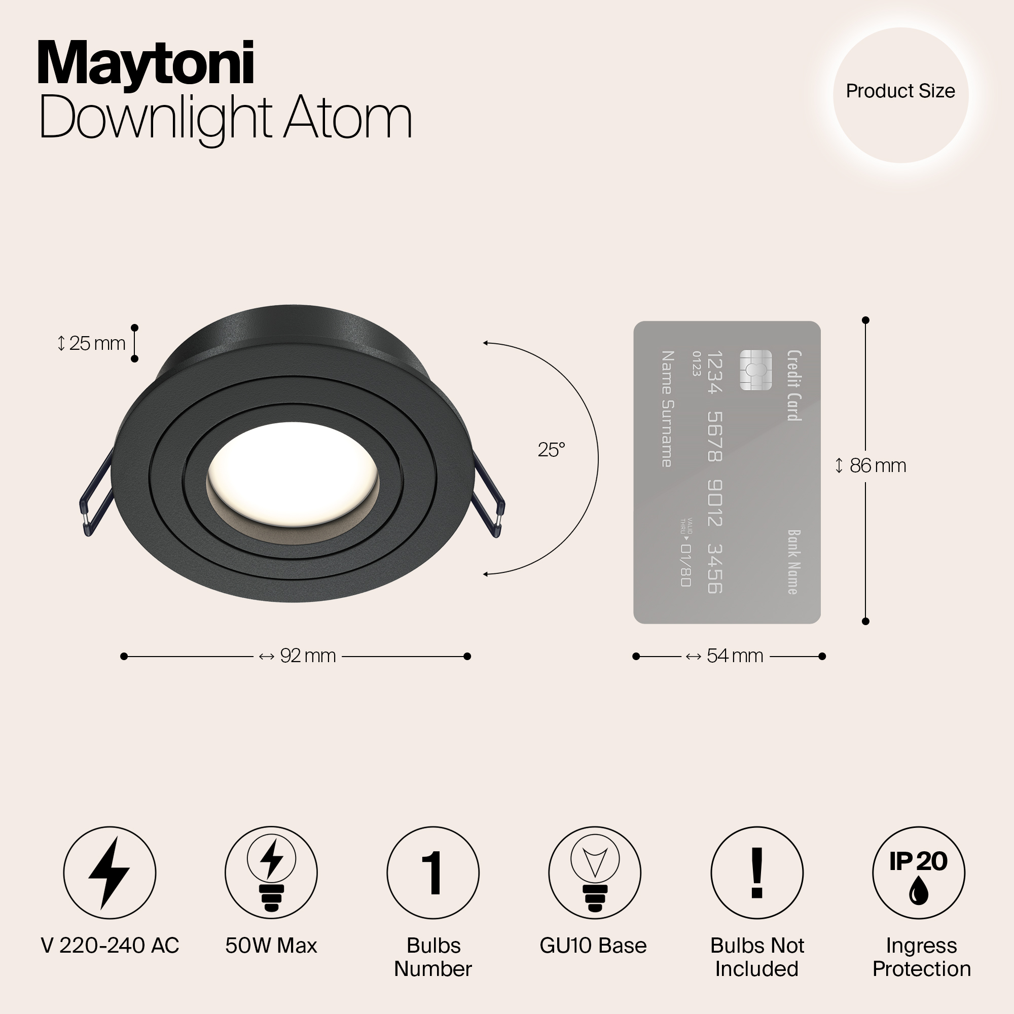 Картинка Встраиваемый светильник Maytoni Atom DL023-2-01B