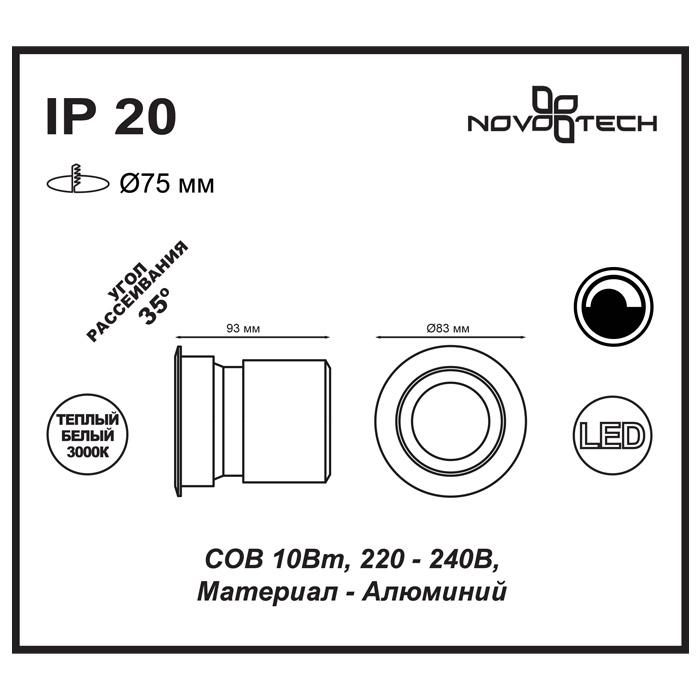 Картинка Встраиваемый светодиодный светильник Novotech Turbine 357564