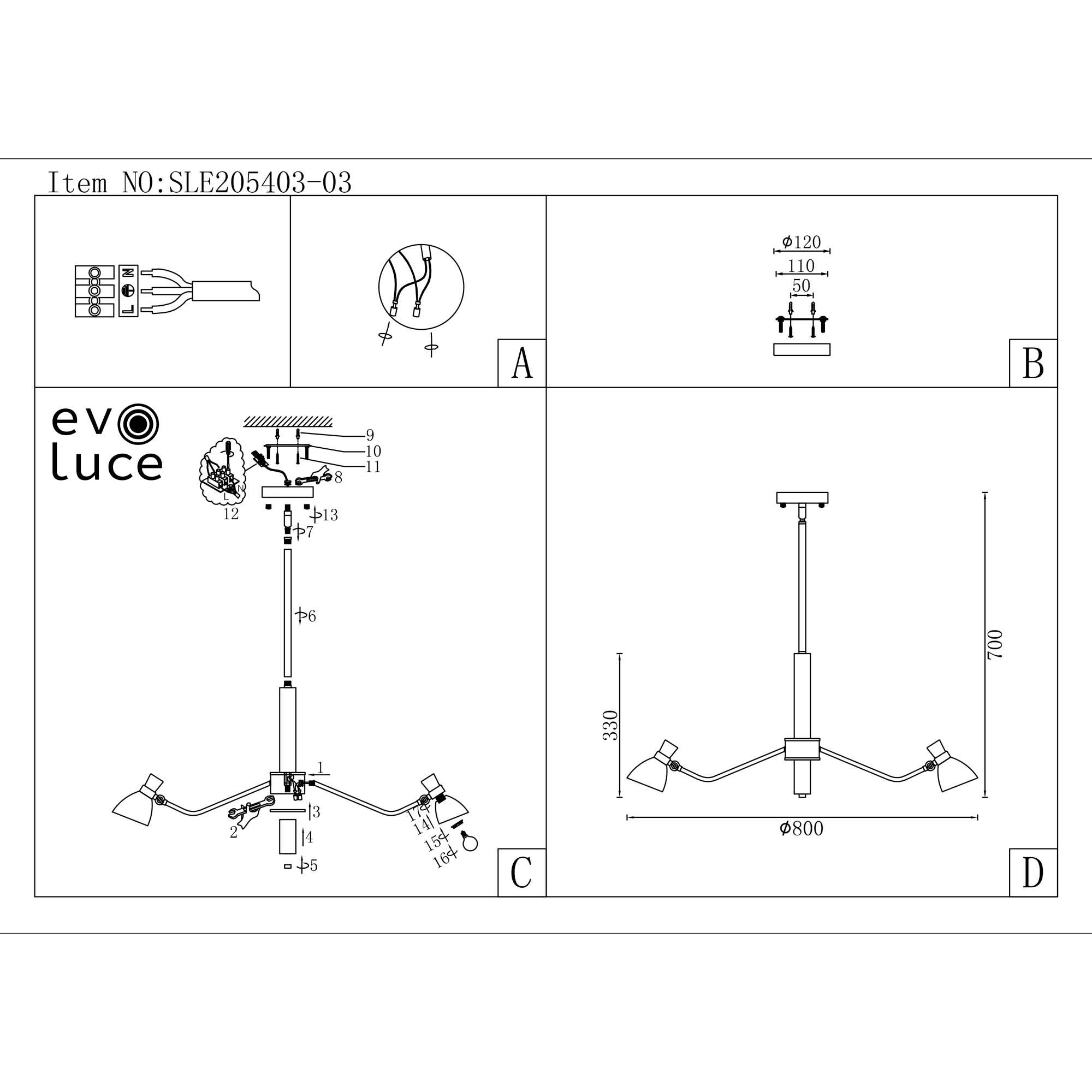 Картинка Подвесная люстра Evoluce Lita SLE205403-03