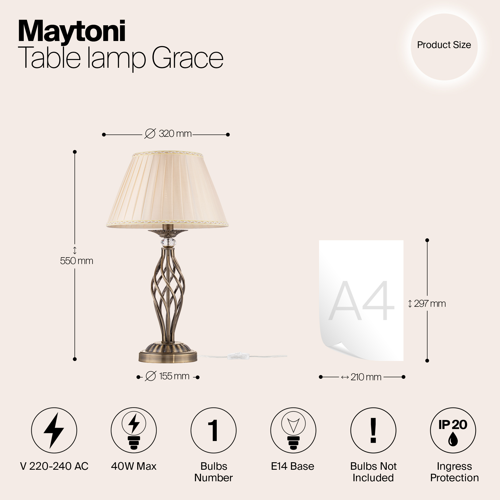 Картинка Настольная лампа Maytoni Grace RC247-TL-01-R
