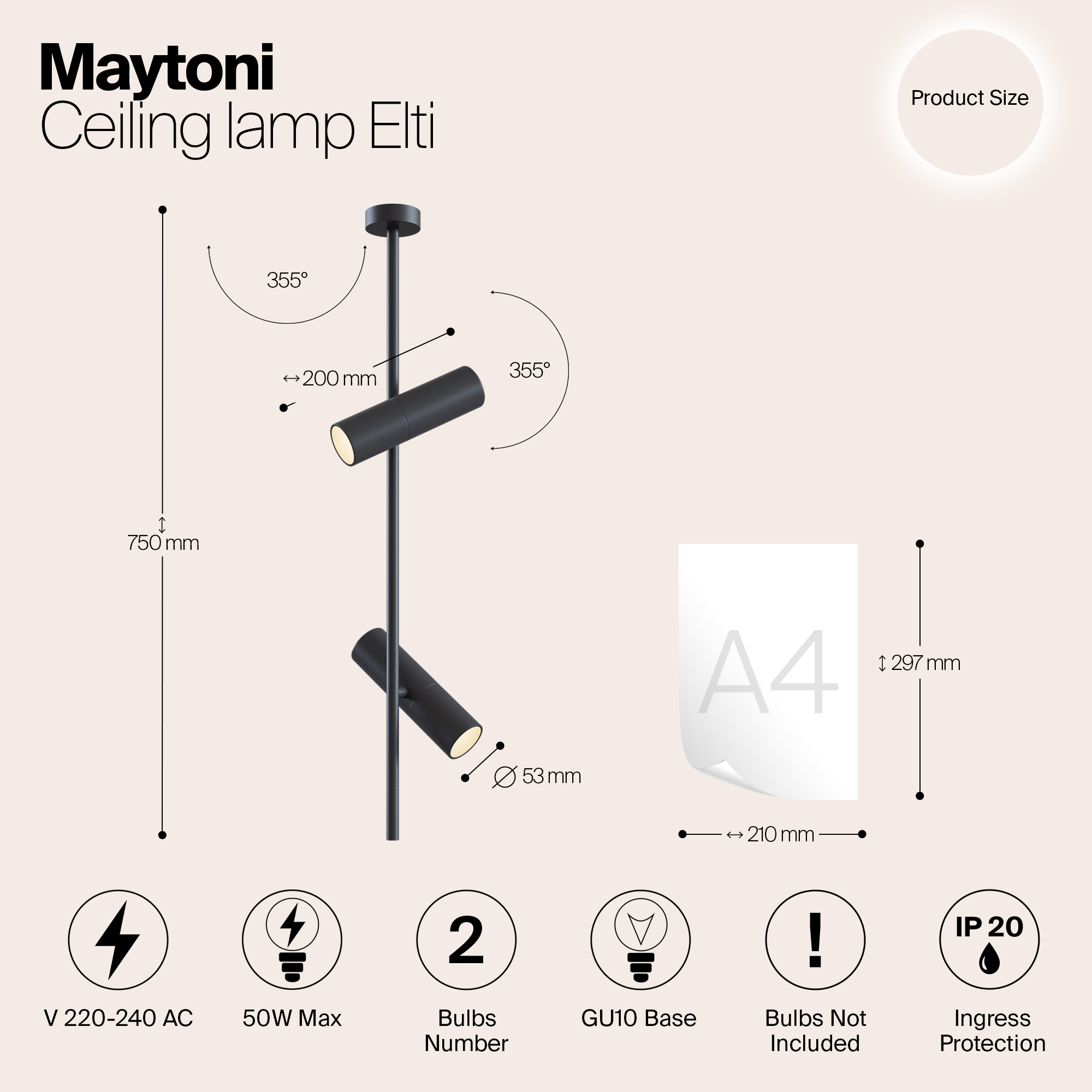 Картинка Подвесной светильник Maytoni Elti C021CL-02B
