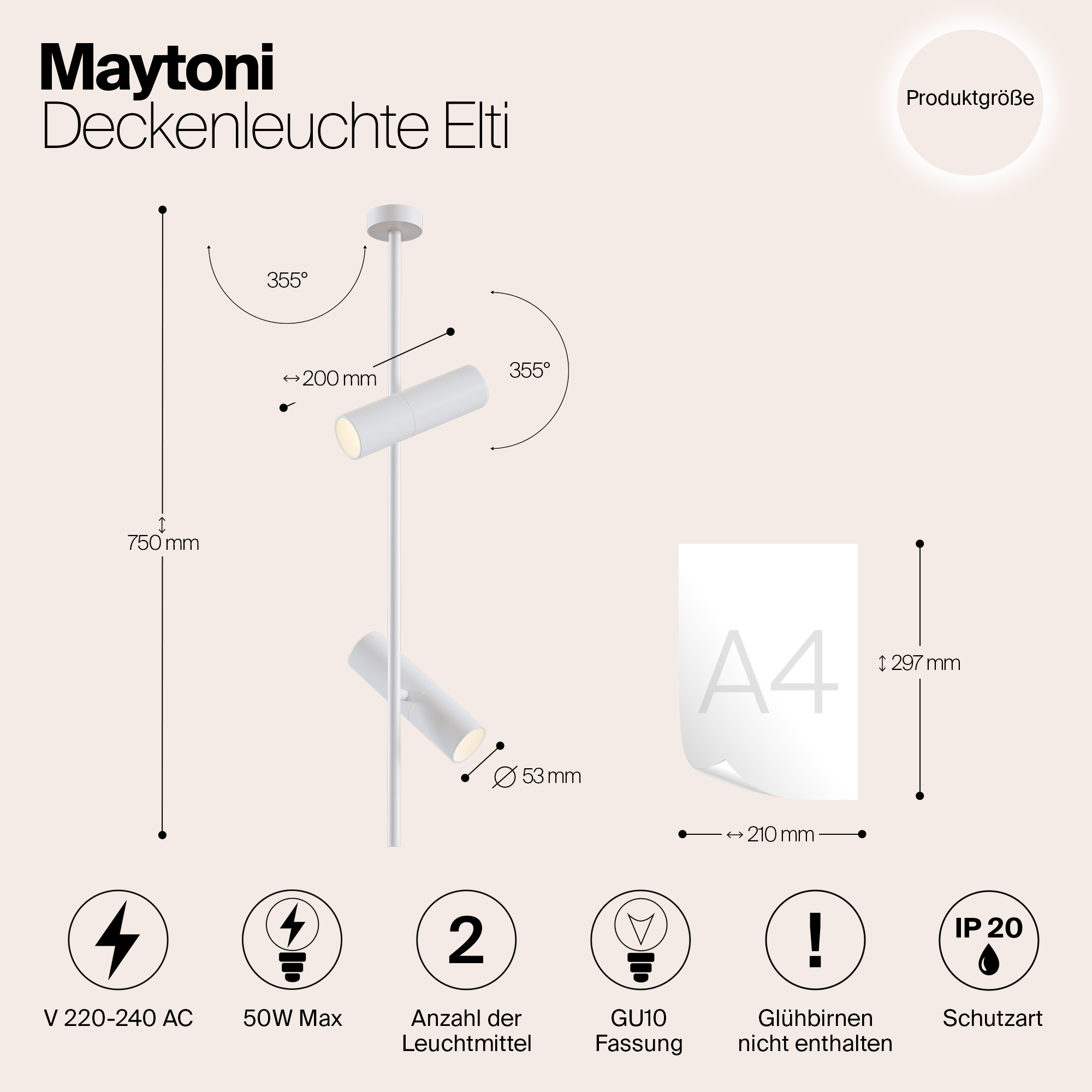 Картинка Потолочный светильник Maytoni Elti C021CL-02W
