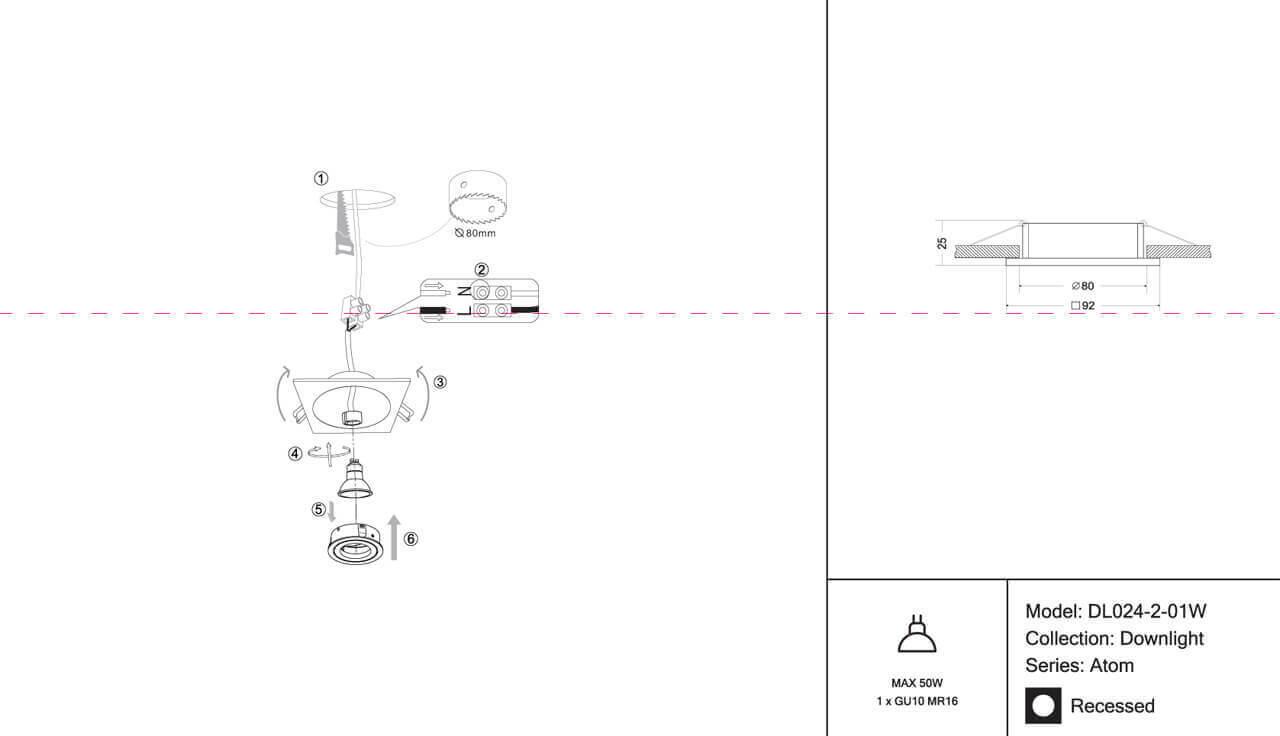Картинка Встраиваемый светильник Maytoni Atom DL024-2-01W