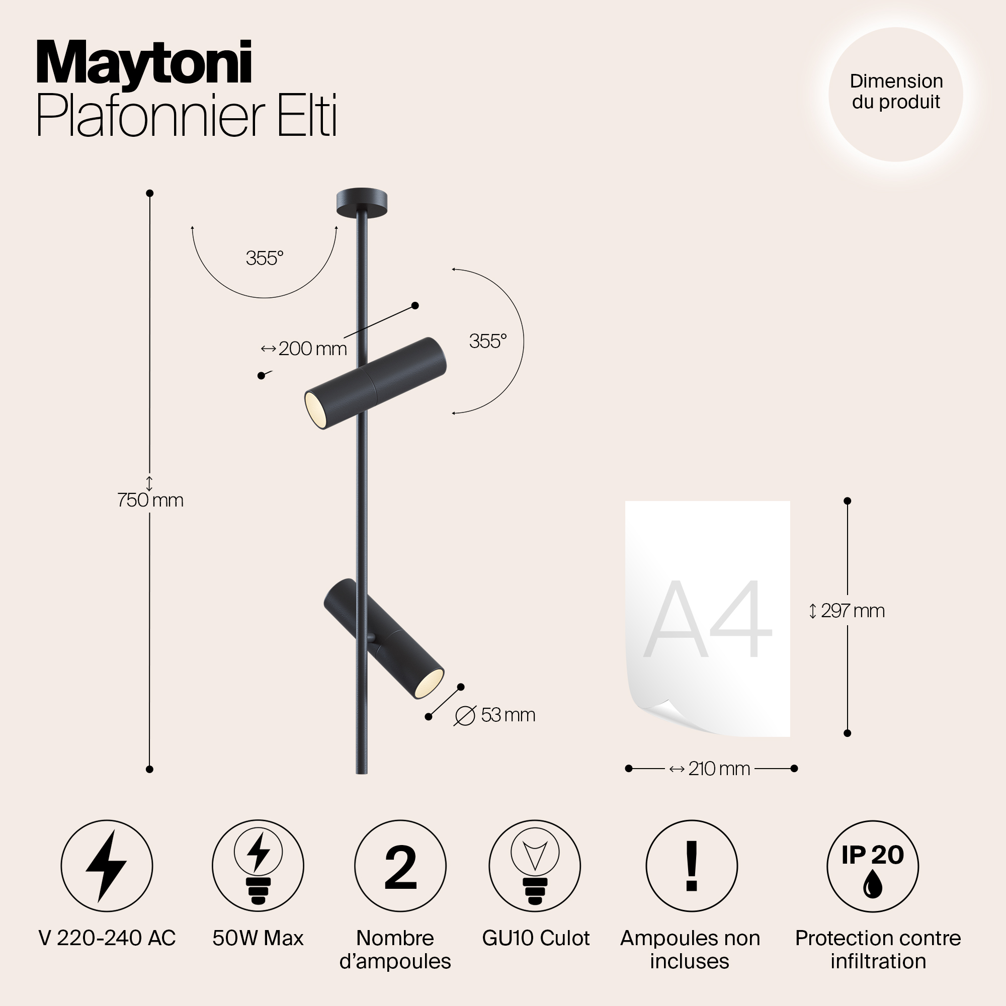 Картинка Подвесной светильник Maytoni Elti C021CL-02B
