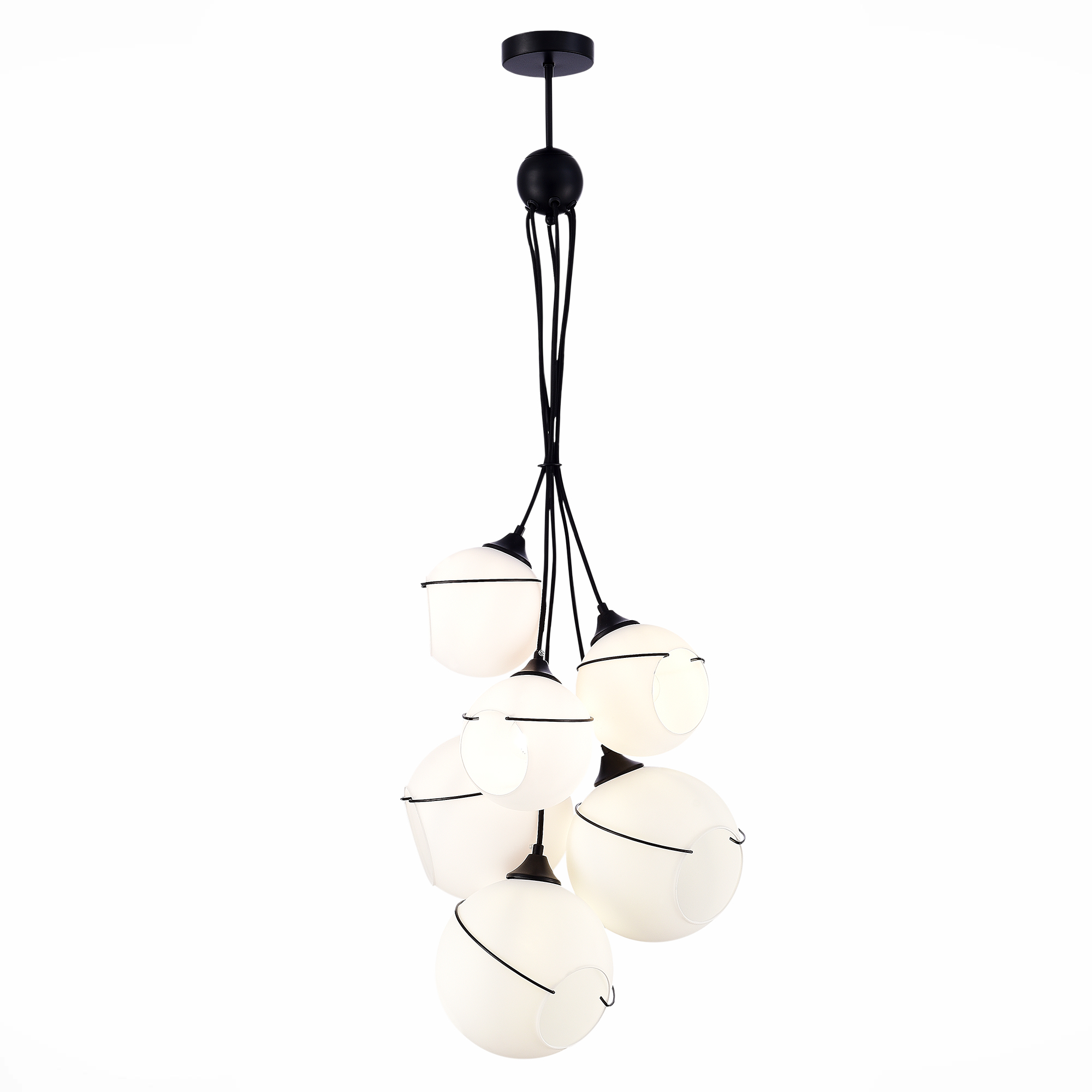 Картинка Светильник подвесной Черный/Белый E27 6*60W SATTURO