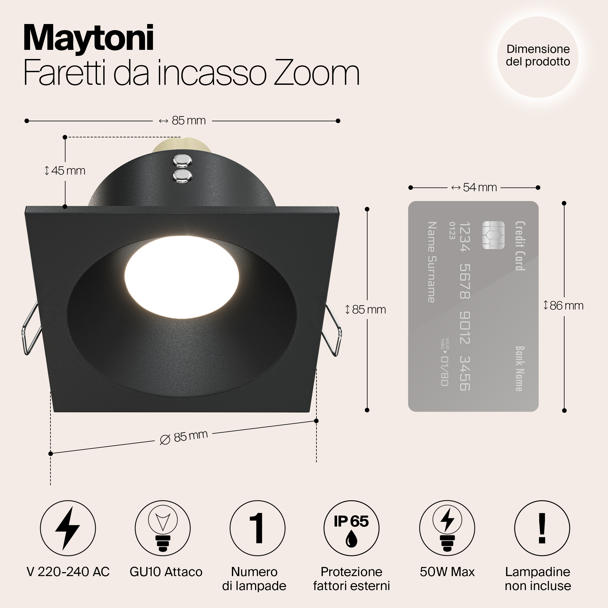 Картинка Встраиваемый светильник Maytoni Zoom DL033-2-01B